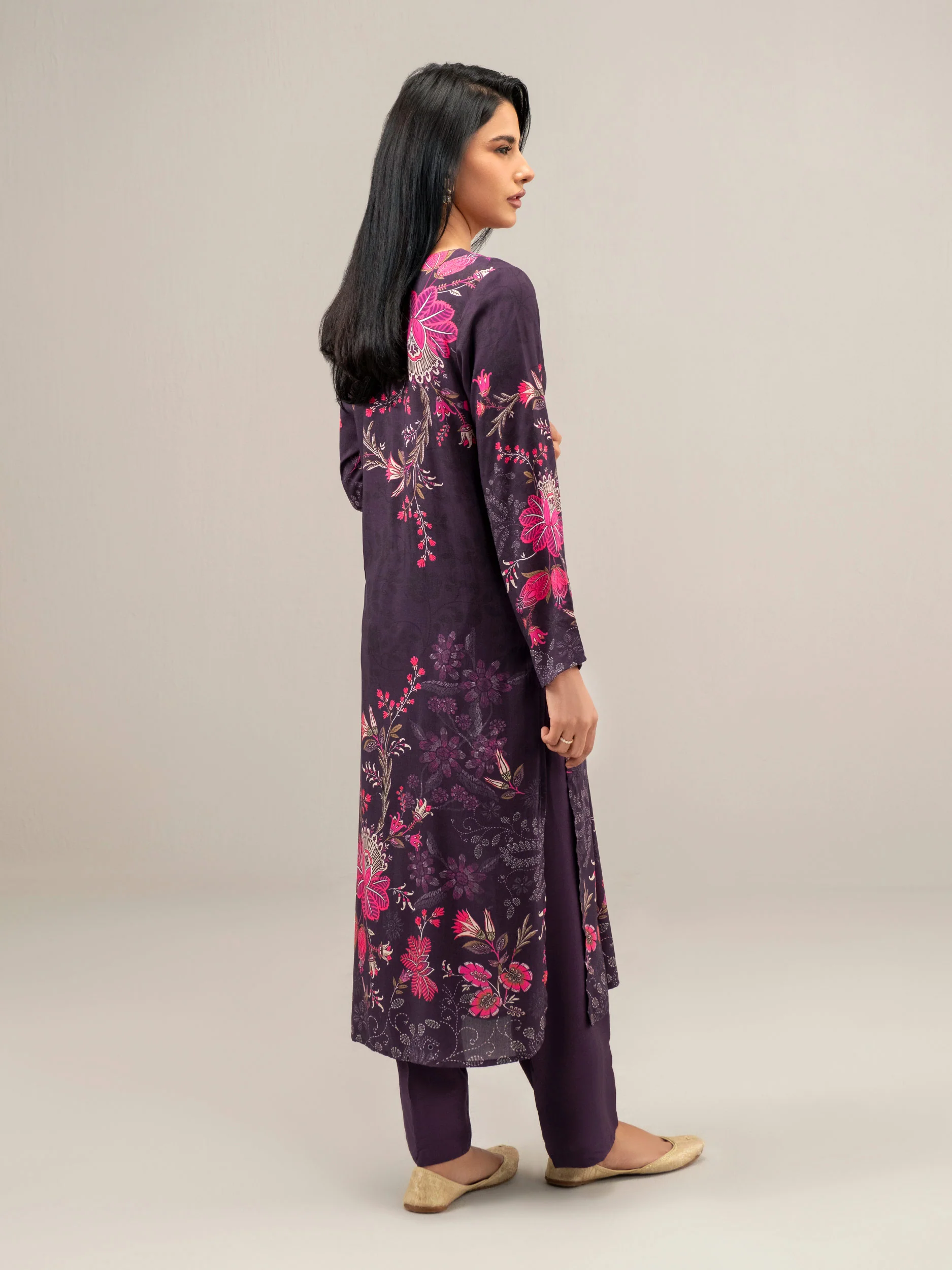 2 Piece Satin Suit-Embroidered (Unstitched) - Image 3
