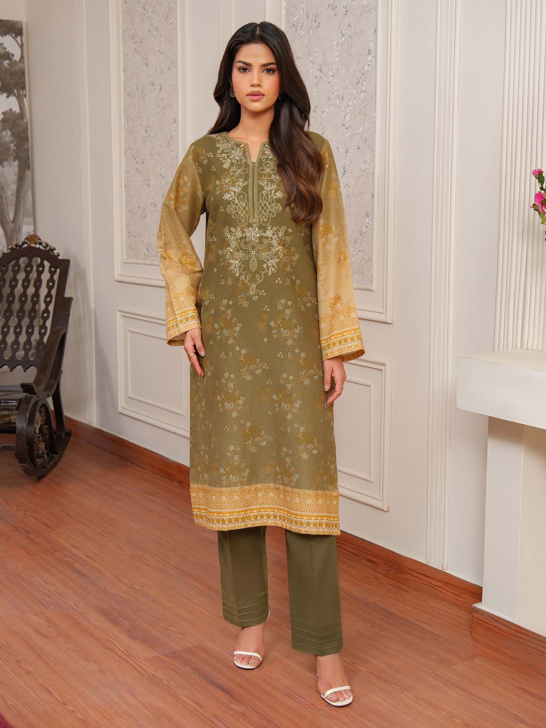 2 Piece Khaddar Suit-Embroidered (Unstitched) - Image 3