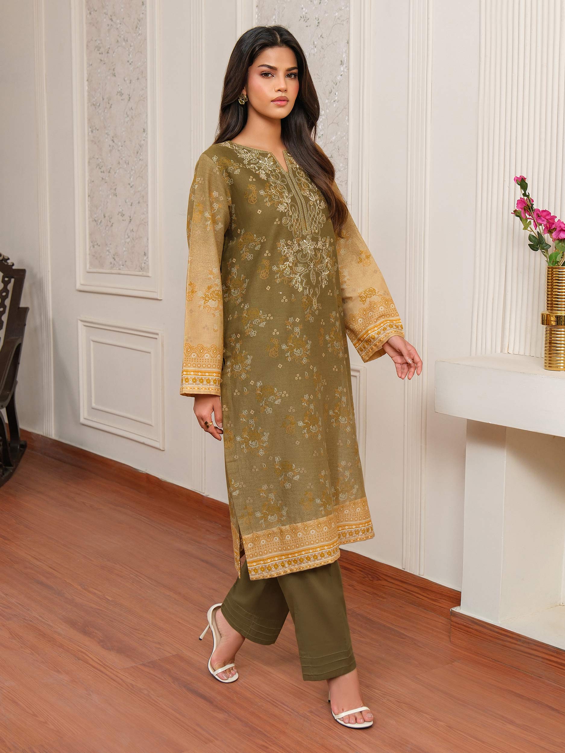 2 Piece Khaddar Suit-Embroidered (Unstitched) - Image 4