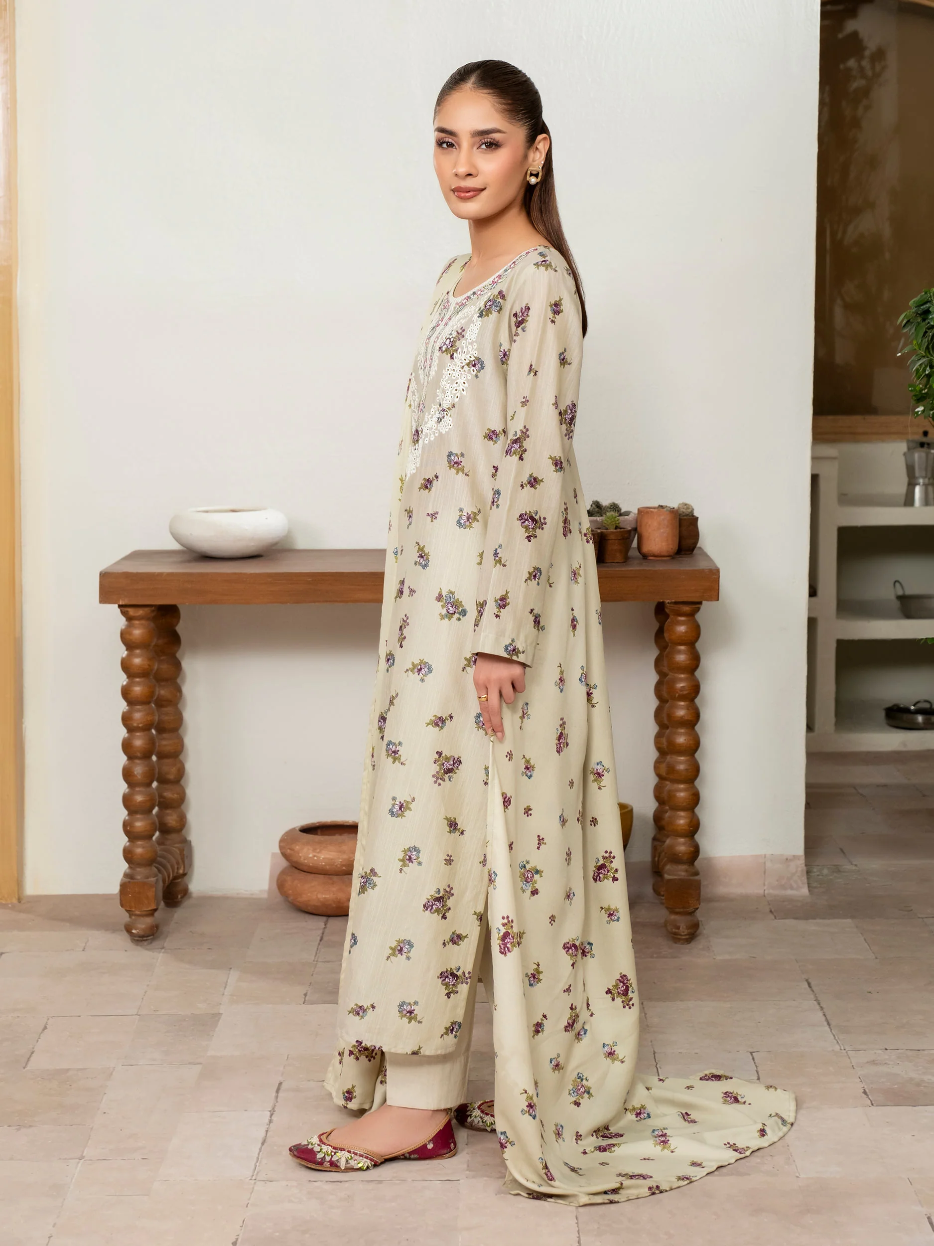 3 Piece Khaddar Suit-Embroidered (Unstitched) - Image 3
