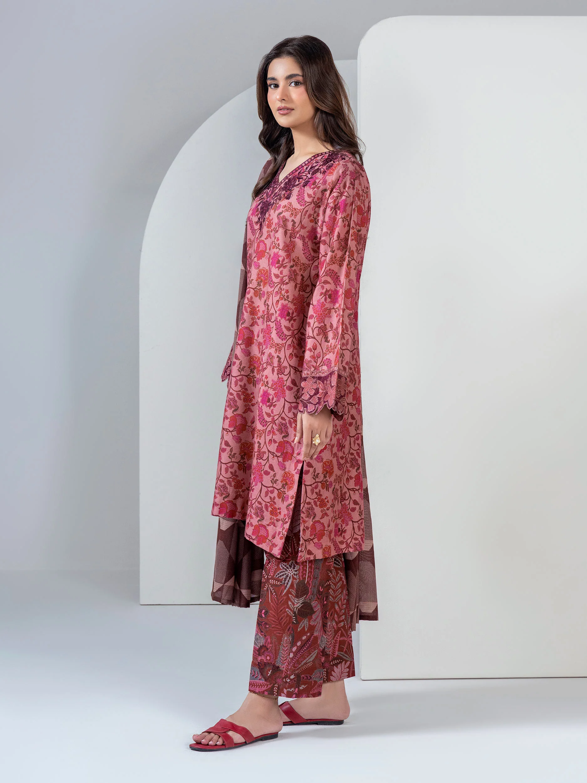 3 Piece Khaddar Suit-Embroidered (Unstitched) - Image 2