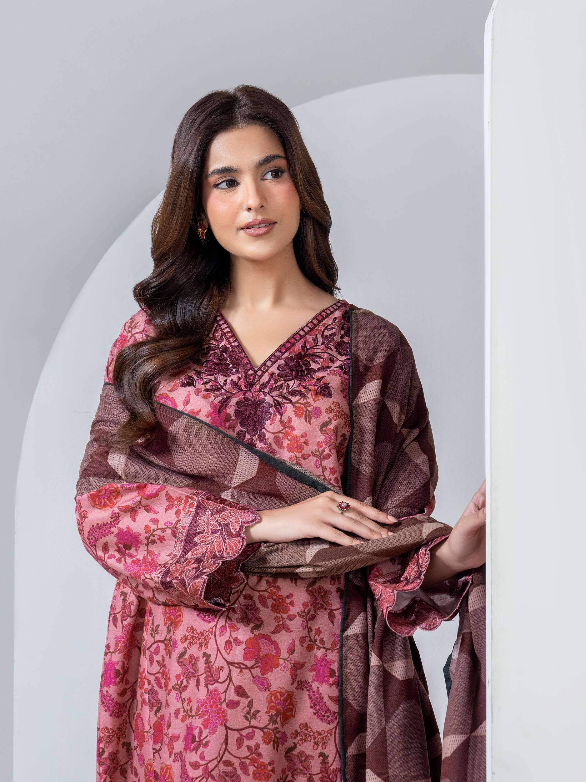 3 Piece Khaddar Suit-Embroidered (Unstitched) - Image 4