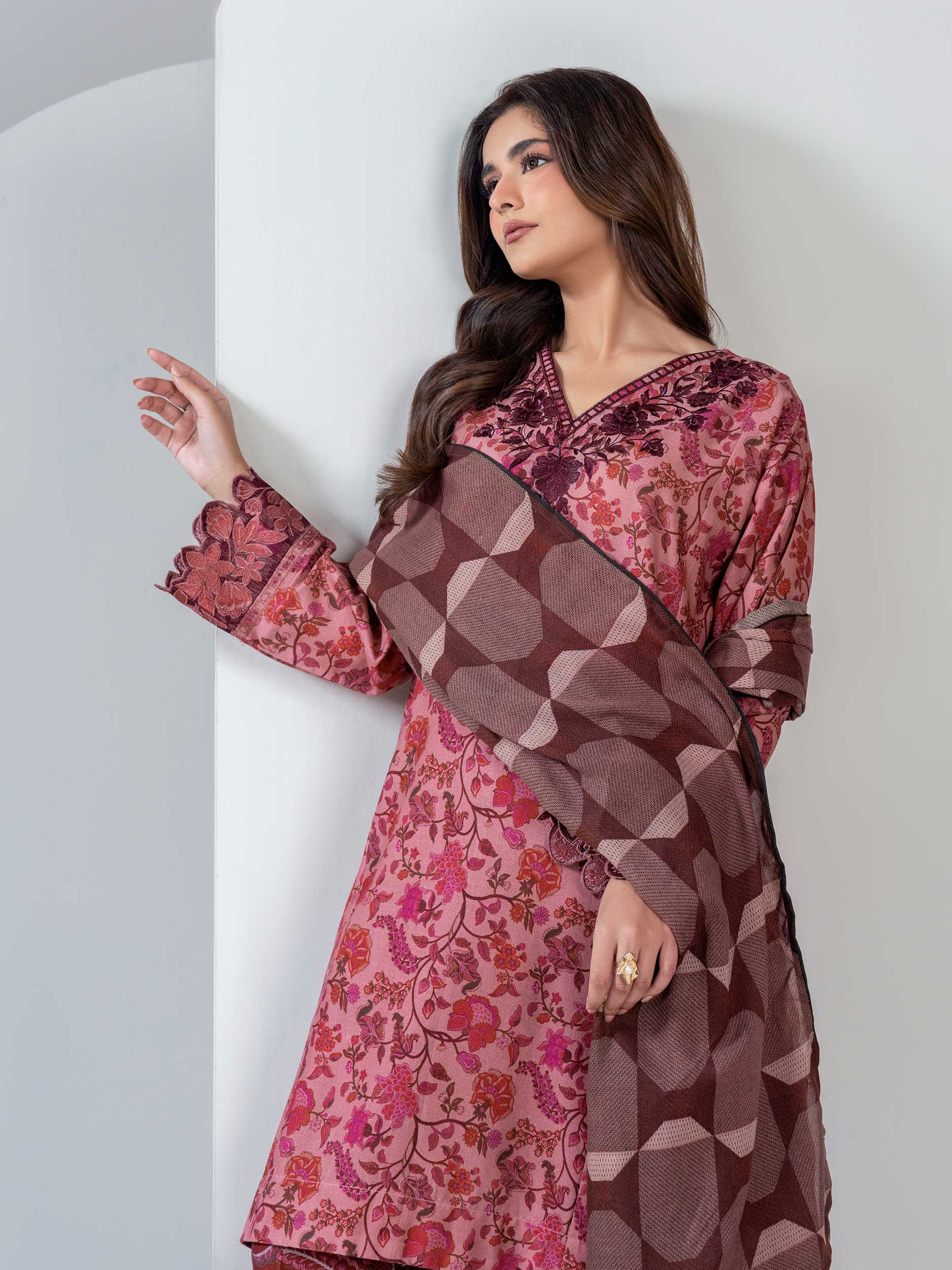 3 Piece Khaddar Suit-Embroidered (Unstitched) - Image 5
