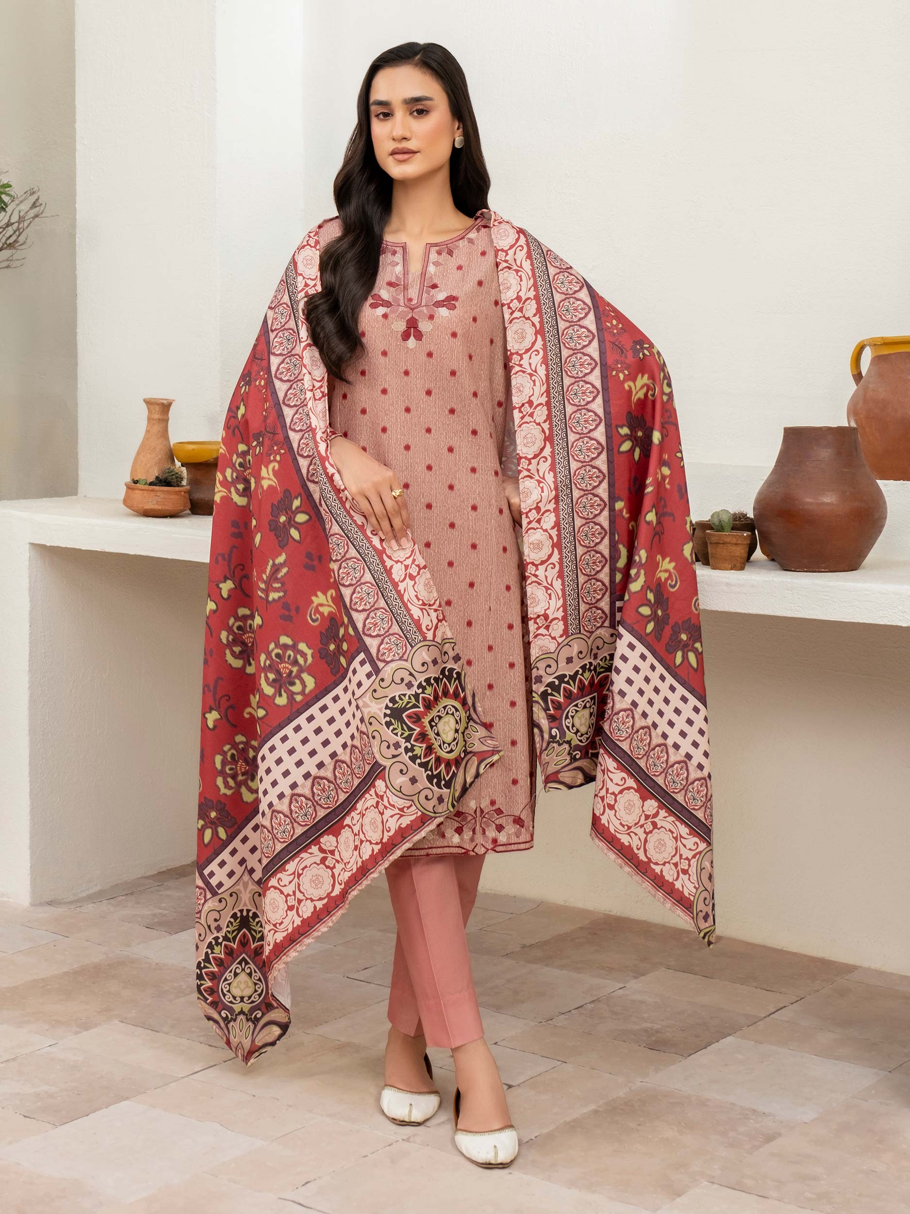 3 Piece Khaddar Suit-Embroidered (Unstitched) - Image 2