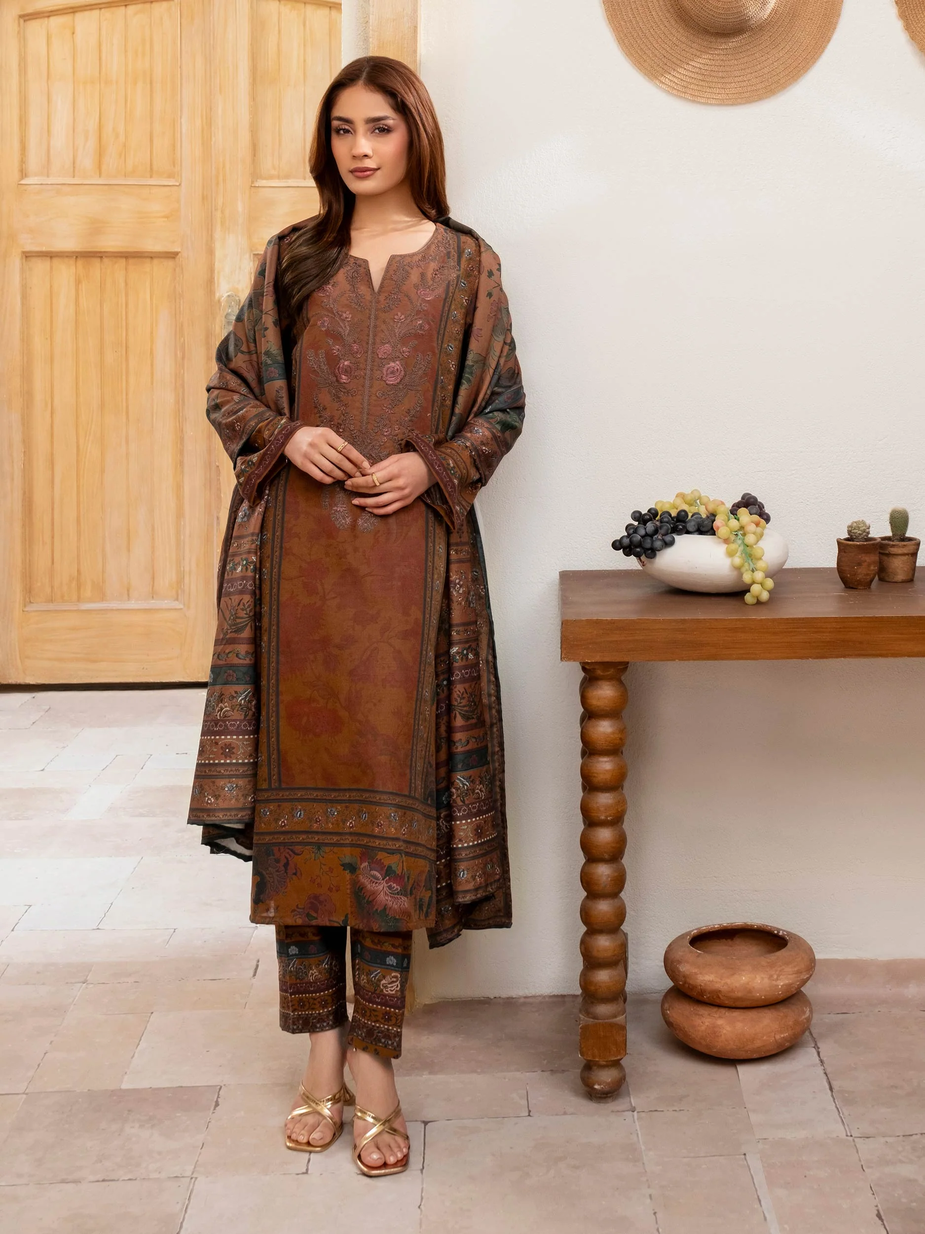 3 Piece Khaddar Suit-Embroidered (Unstitched) - Image 2