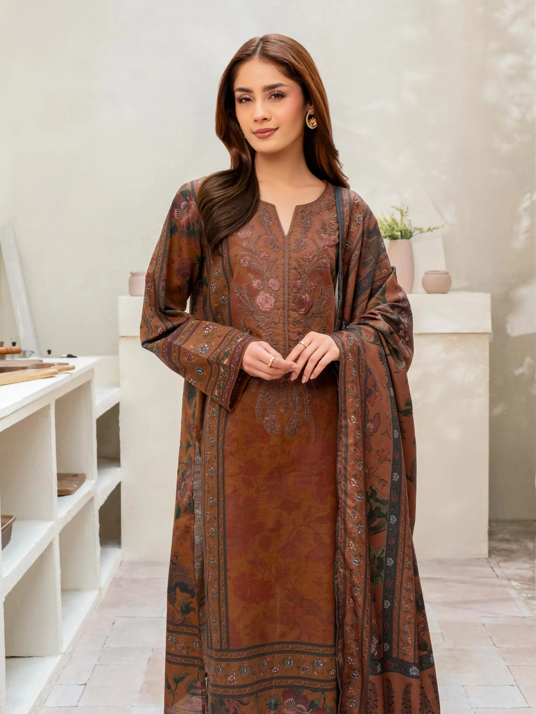 3 Piece Khaddar Suit-Embroidered (Unstitched) - Image 5