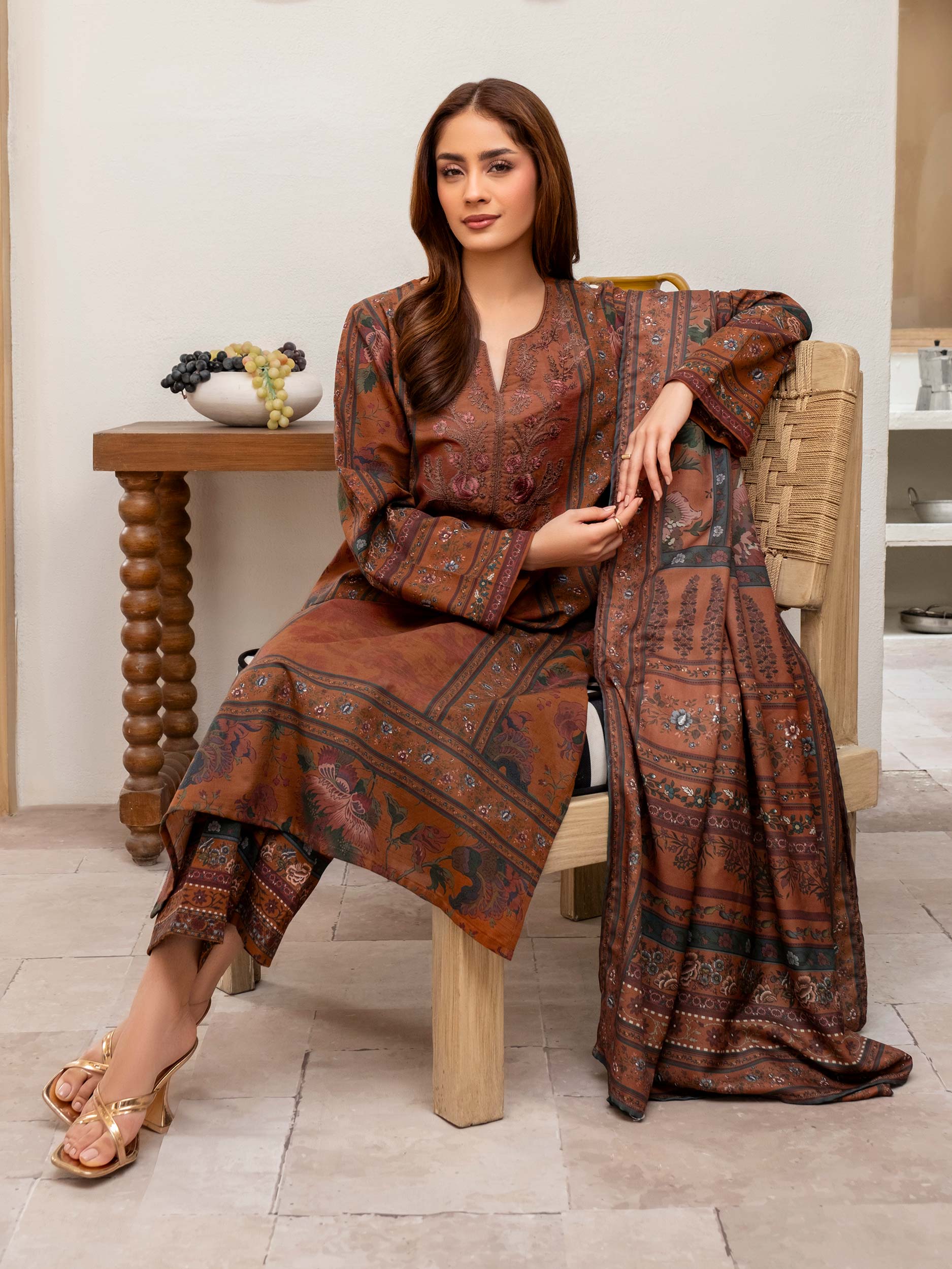 3 Piece Khaddar Suit-Embroidered (Unstitched) - Image 6