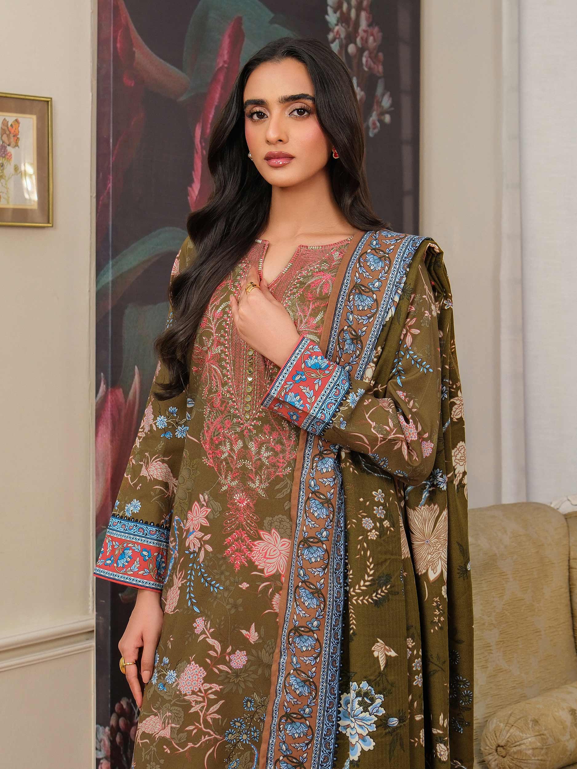 3 Piece Khaddar Suit-Embroidered (Unstitched) - Image 6