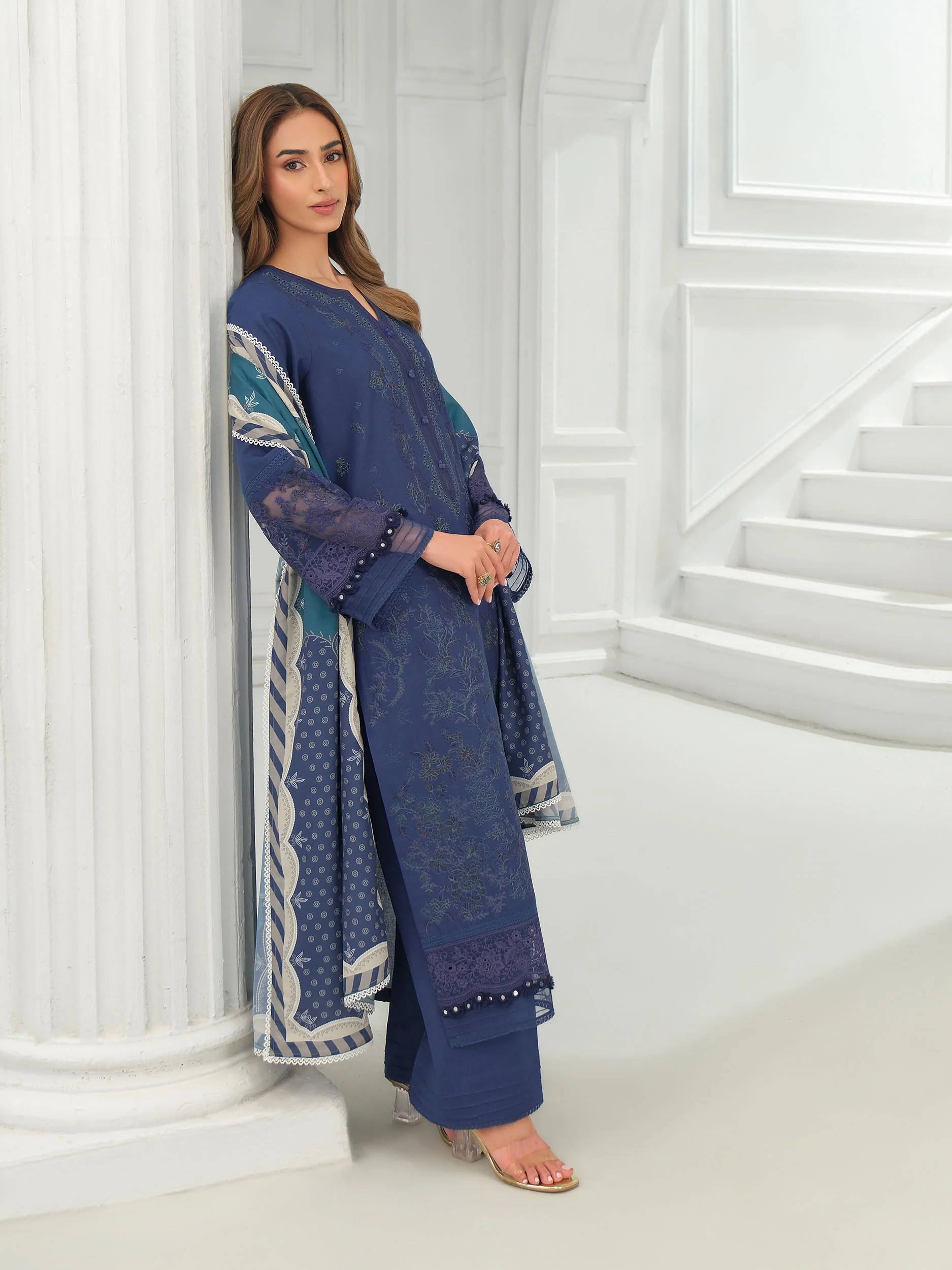 3 Piece Khaddar Suit-Embroidered (Unstitched) - Image 3