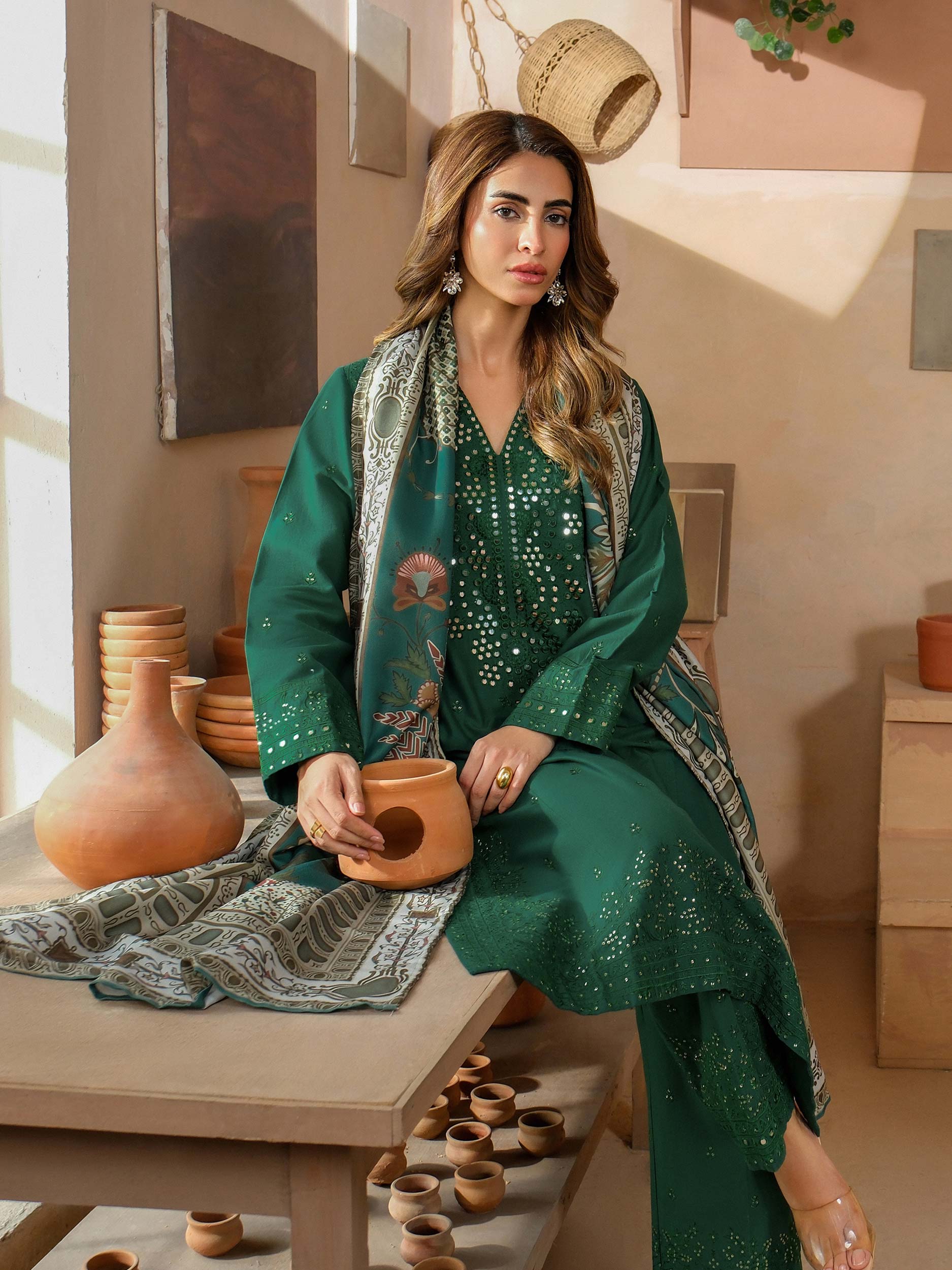 3 Piece Khaddar Suit-Embroidered (Unstitched) - Image 2
