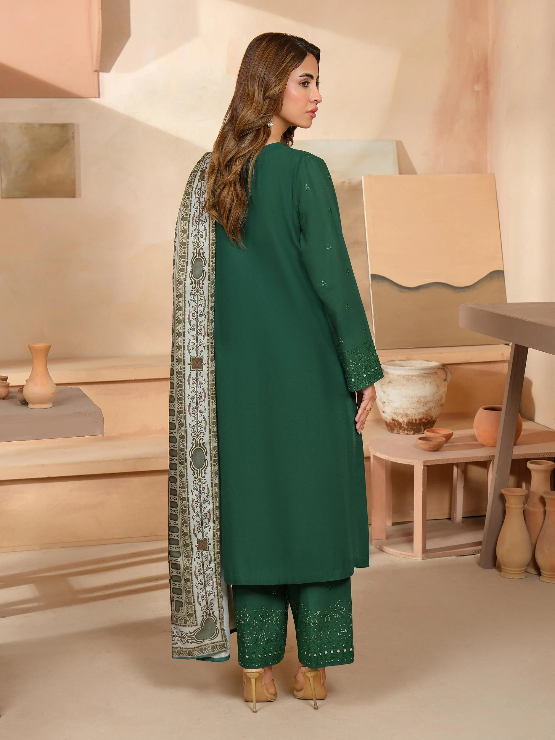 3 Piece Khaddar Suit-Embroidered (Unstitched) - Image 4