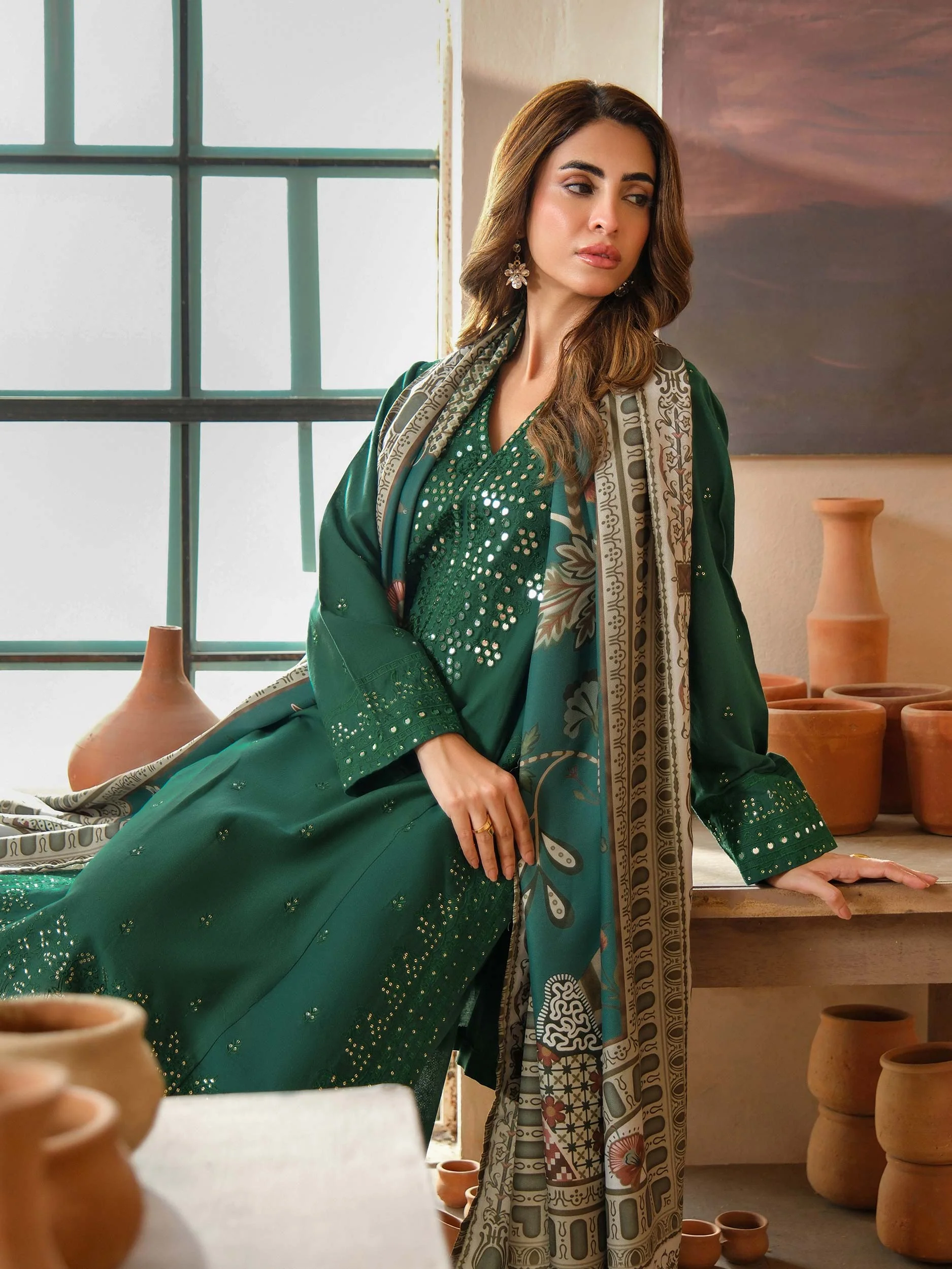 3 Piece Khaddar Suit-Embroidered (Unstitched) - Image 5