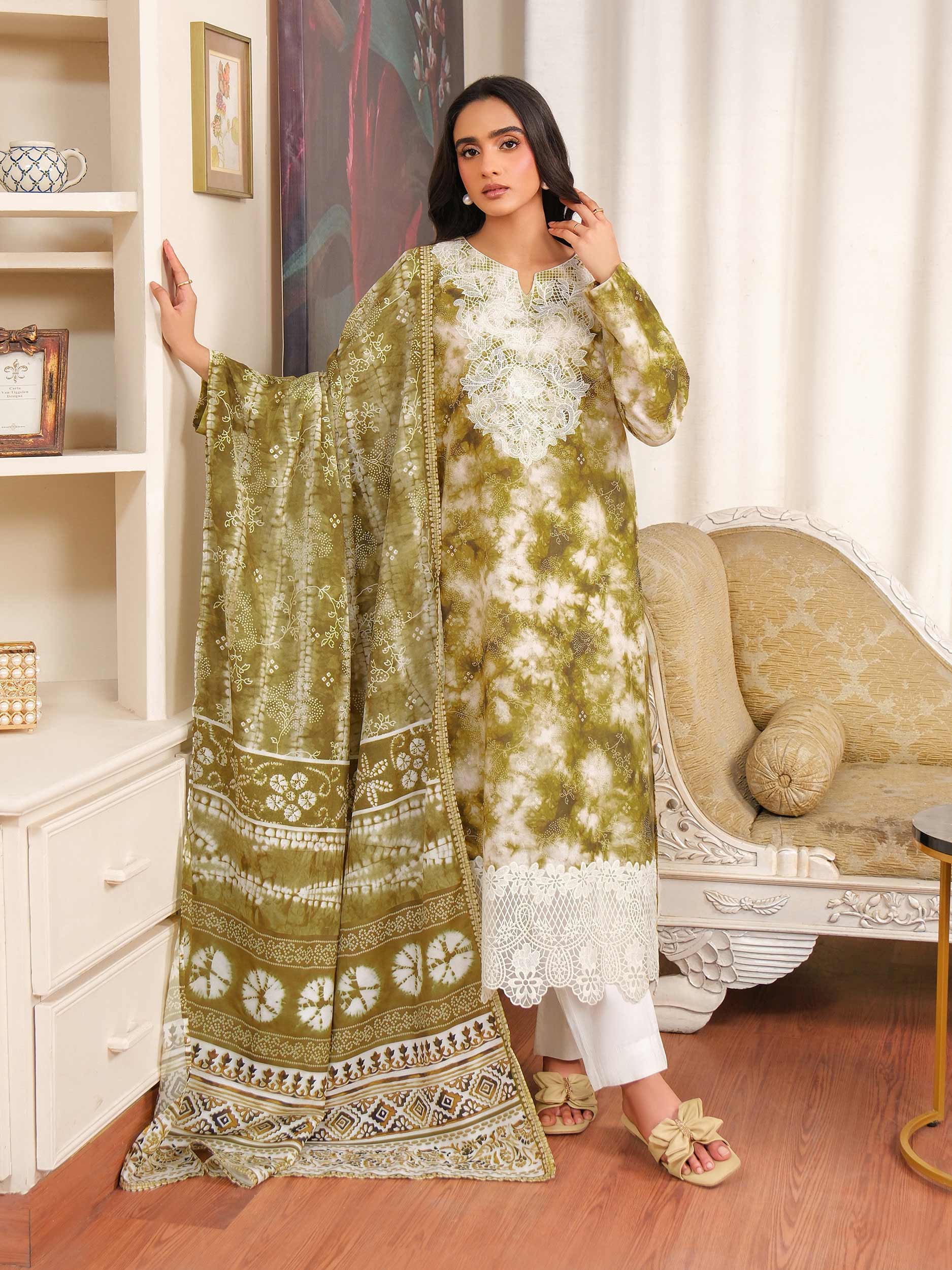 3 Piece Khaddar Suit-Embroidered (Unstitched) - Image 3