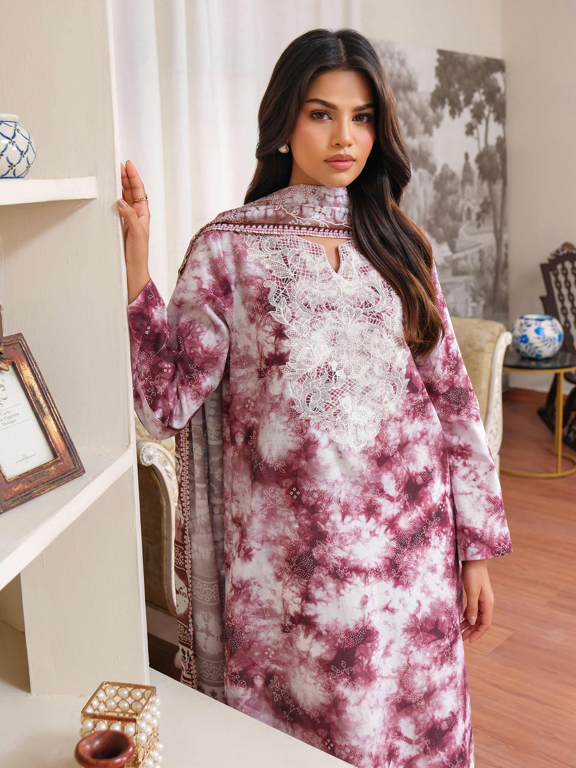3 Piece Khaddar Suit-Embroidered (Unstitched) - Image 2