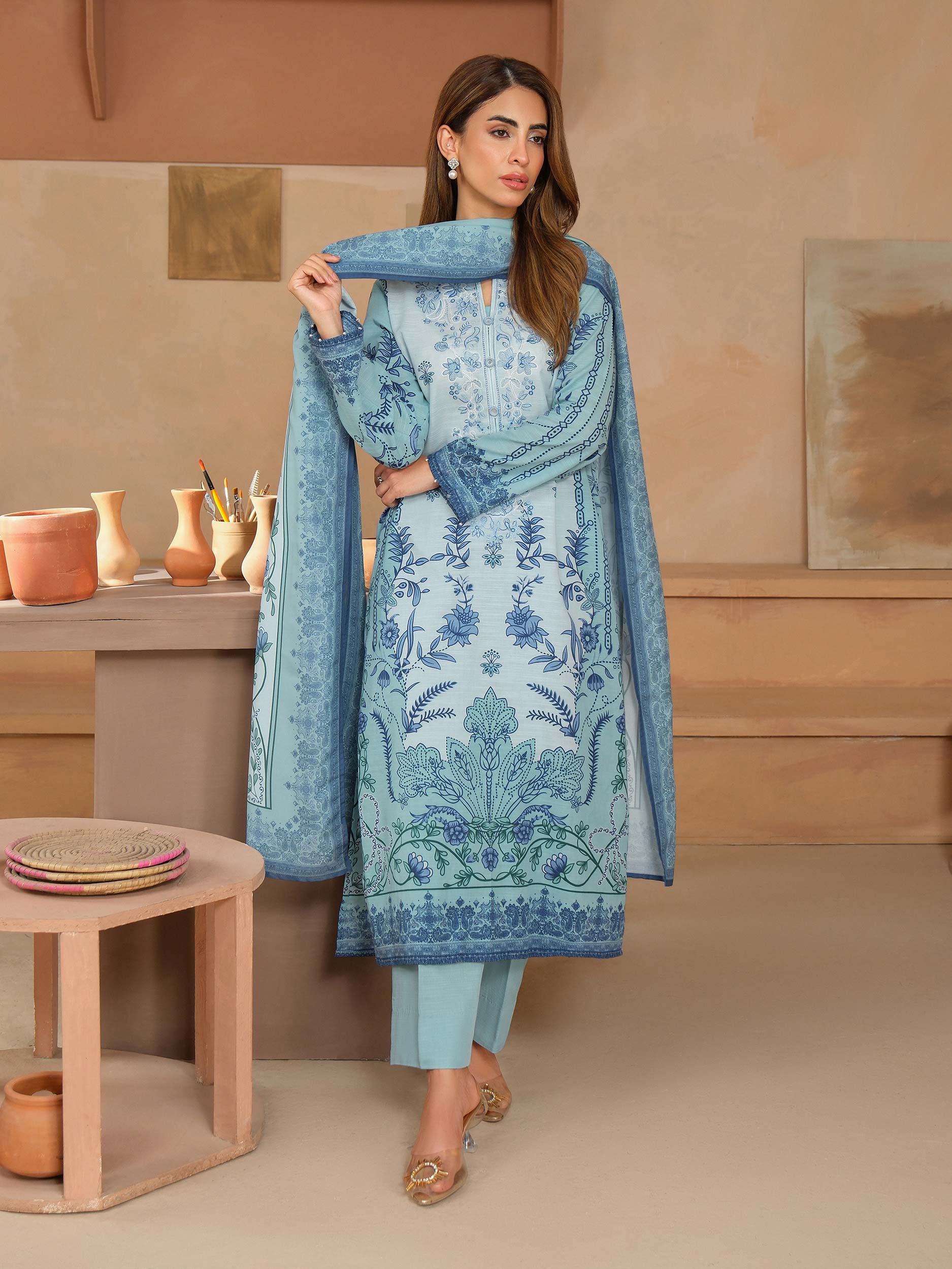 3 Piece Khaddar Suit-Embroidered (Unstitched) - Image 2