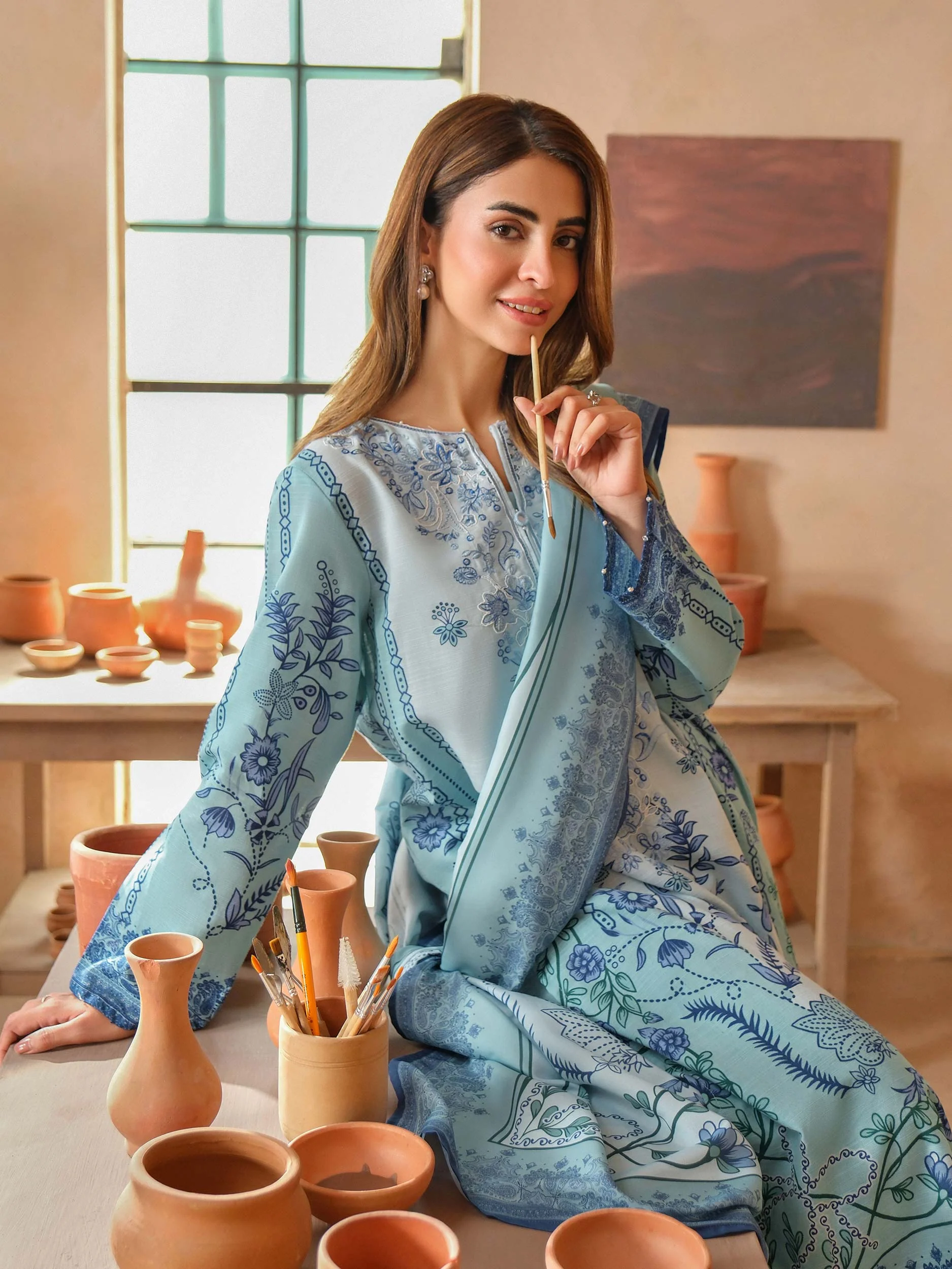 3 Piece Khaddar Suit-Embroidered (Unstitched) - Image 5
