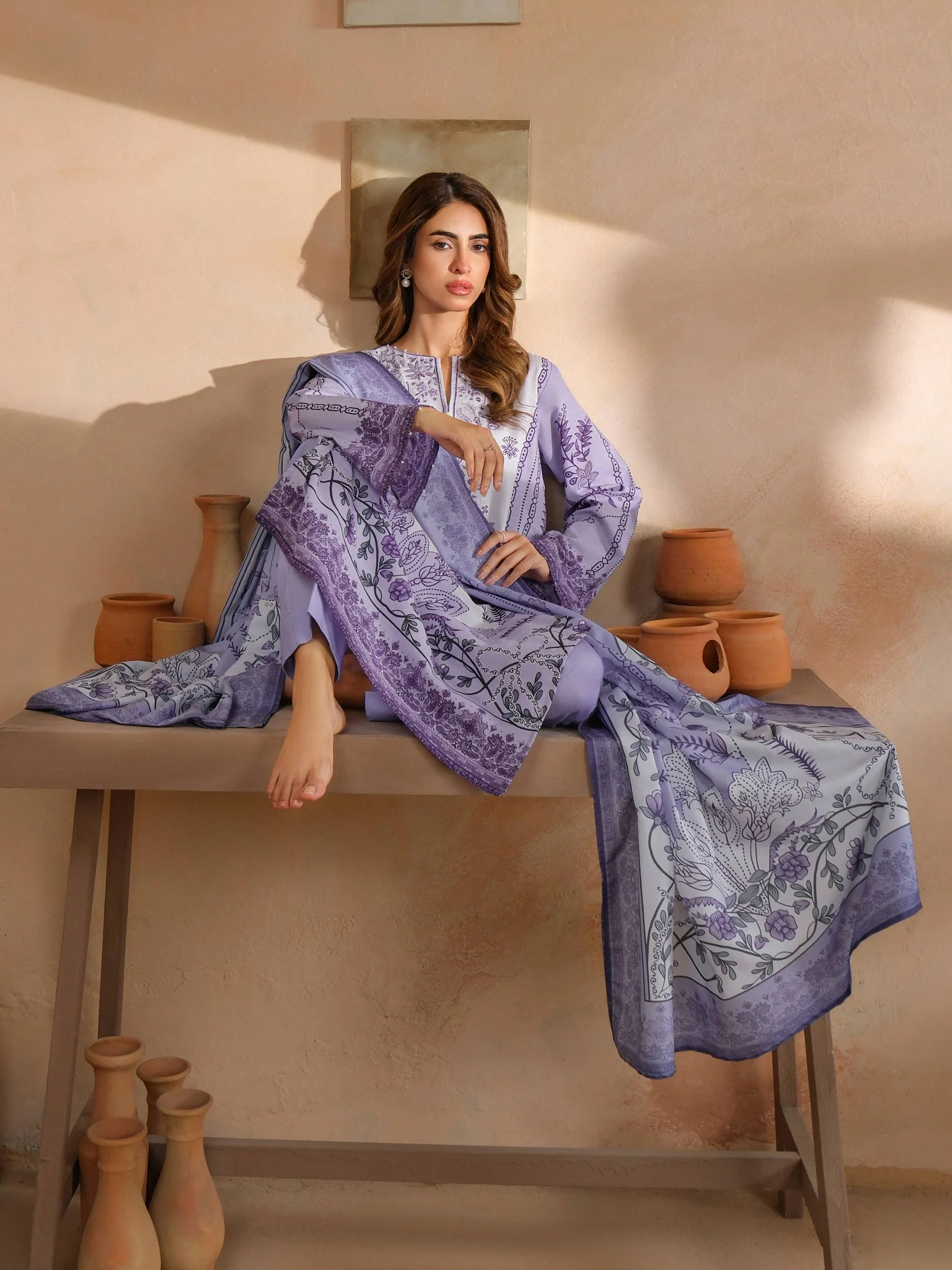 3 Piece Khaddar Suit-Embroidered (Unstitched) - Image 6