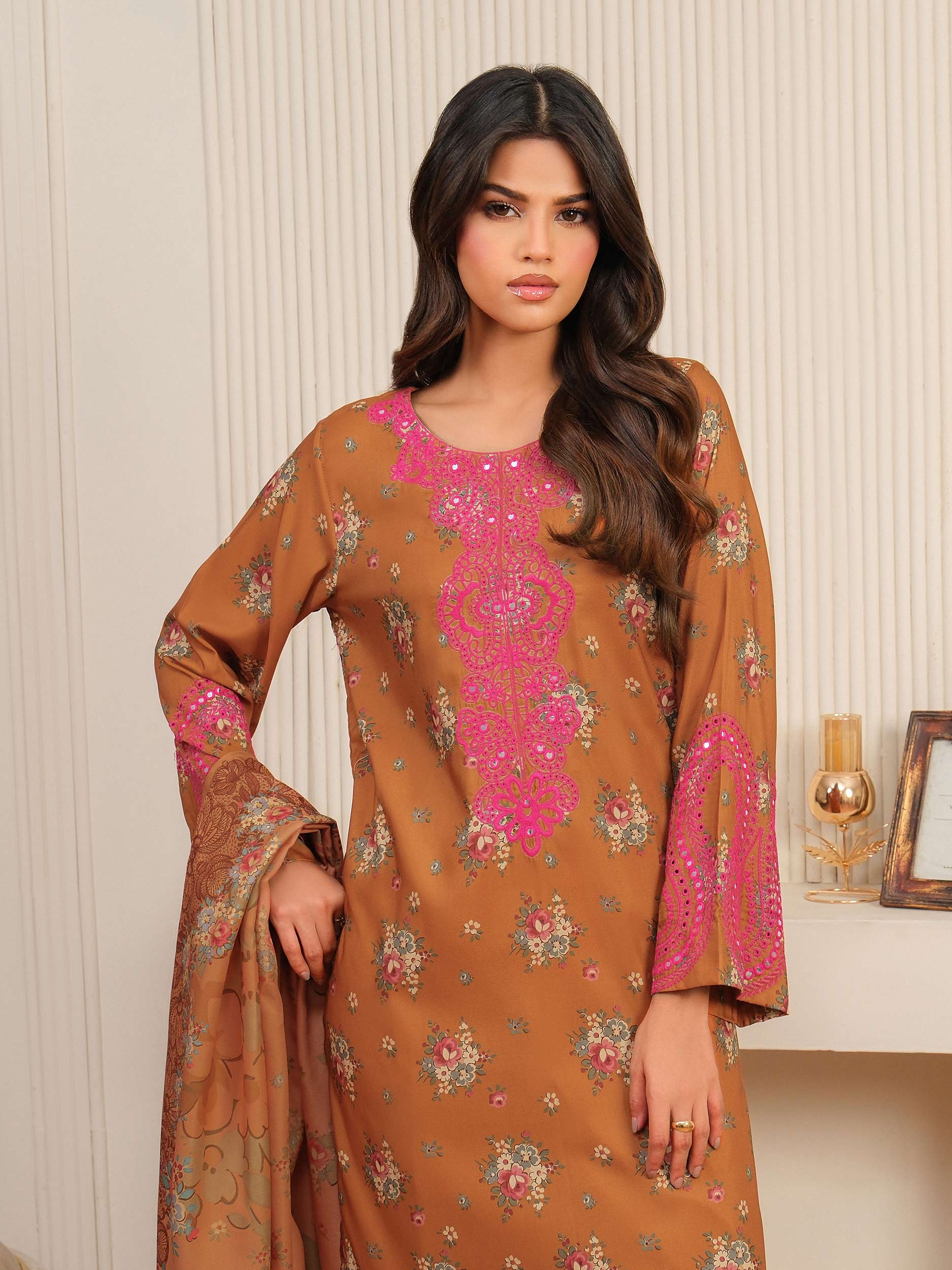 3 Piece Khaddar Suit-Embroidered (Unstitched) - Image 6