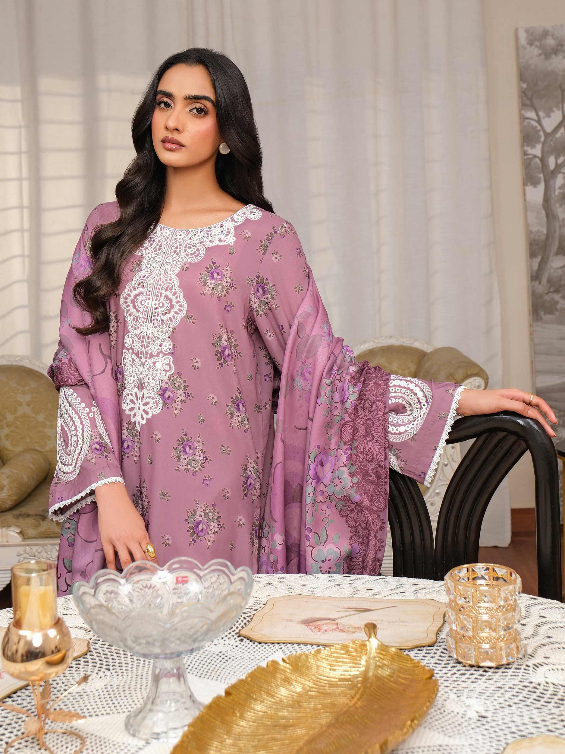 3 Piece Khaddar Suit-Embroidered (Unstitched) - Image 5