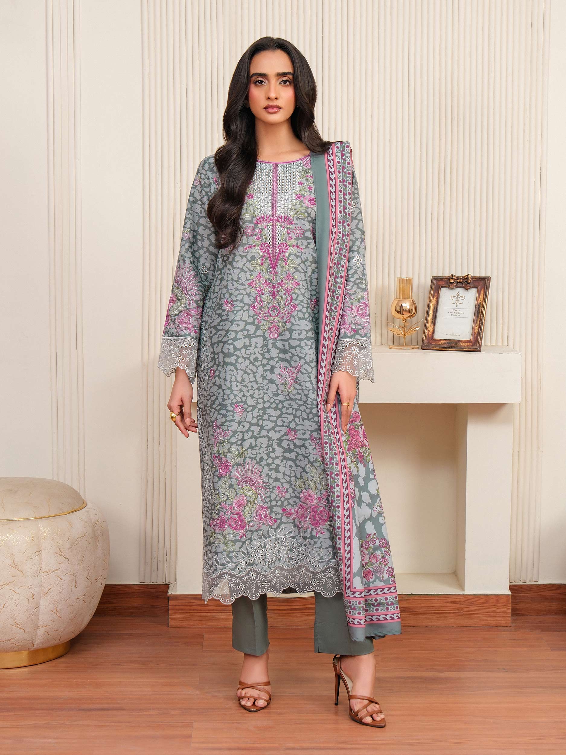 3 Piece Khaddar Suit-Embroidered (Unstitched) - Image 2