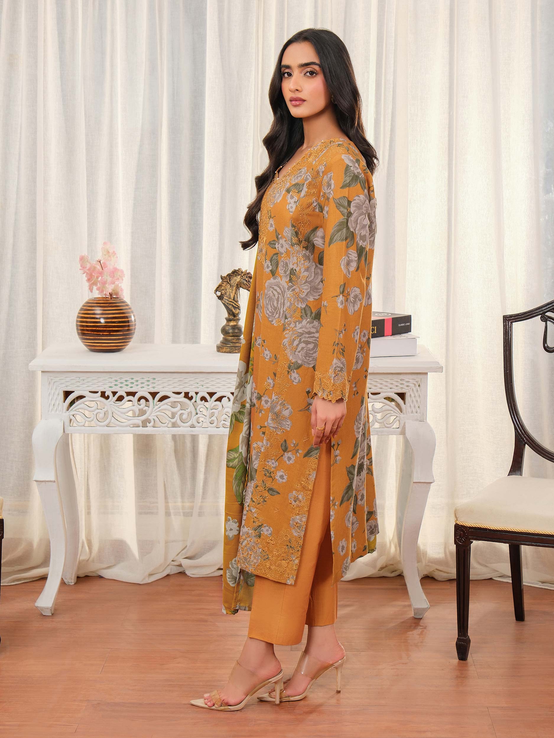 3 Piece Khaddar Suit-Embroidered (Unstitched) - Image 3
