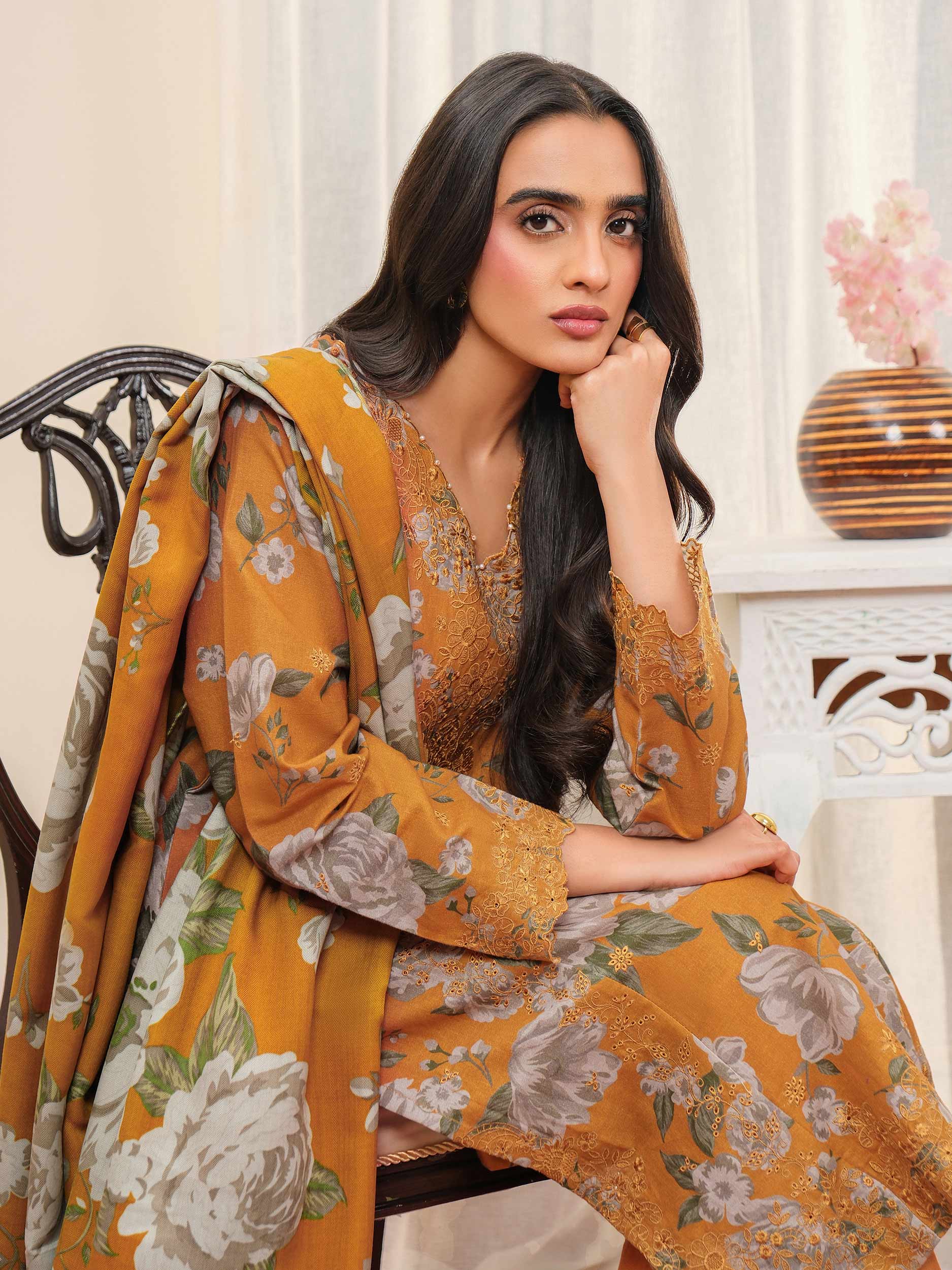 3 Piece Khaddar Suit-Embroidered (Unstitched) - Image 5