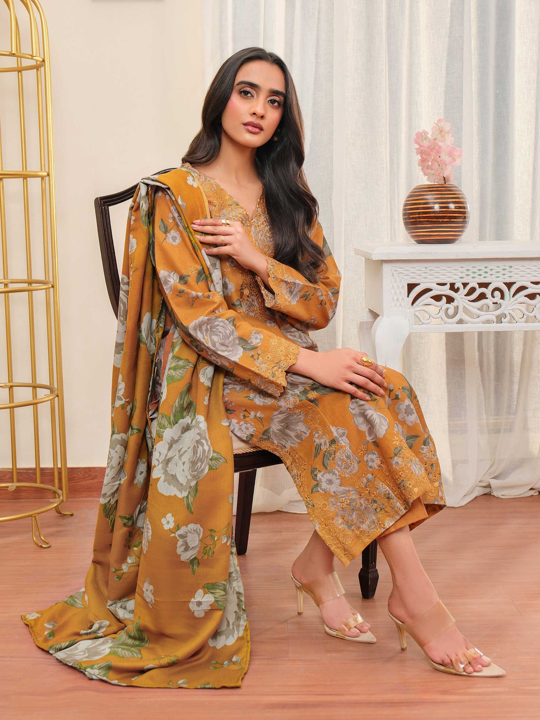 3 Piece Khaddar Suit-Embroidered (Unstitched) - Image 6