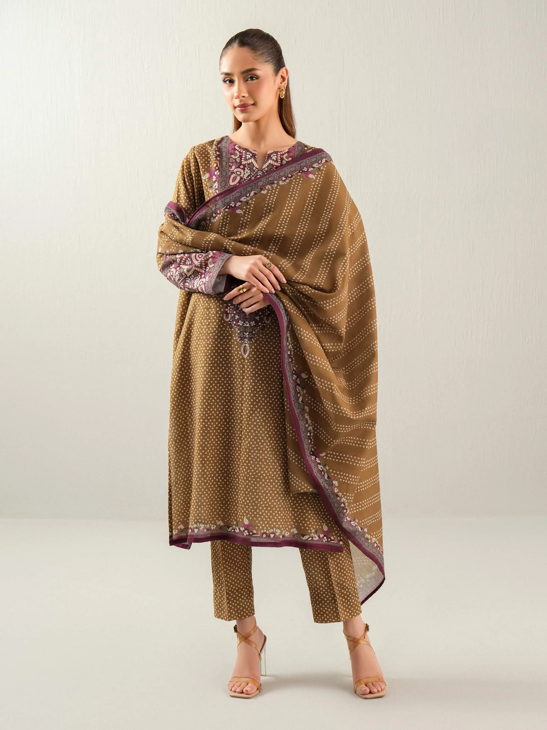 3 Piece Khaddar Suit-Printed (Unstitched) - Image 2
