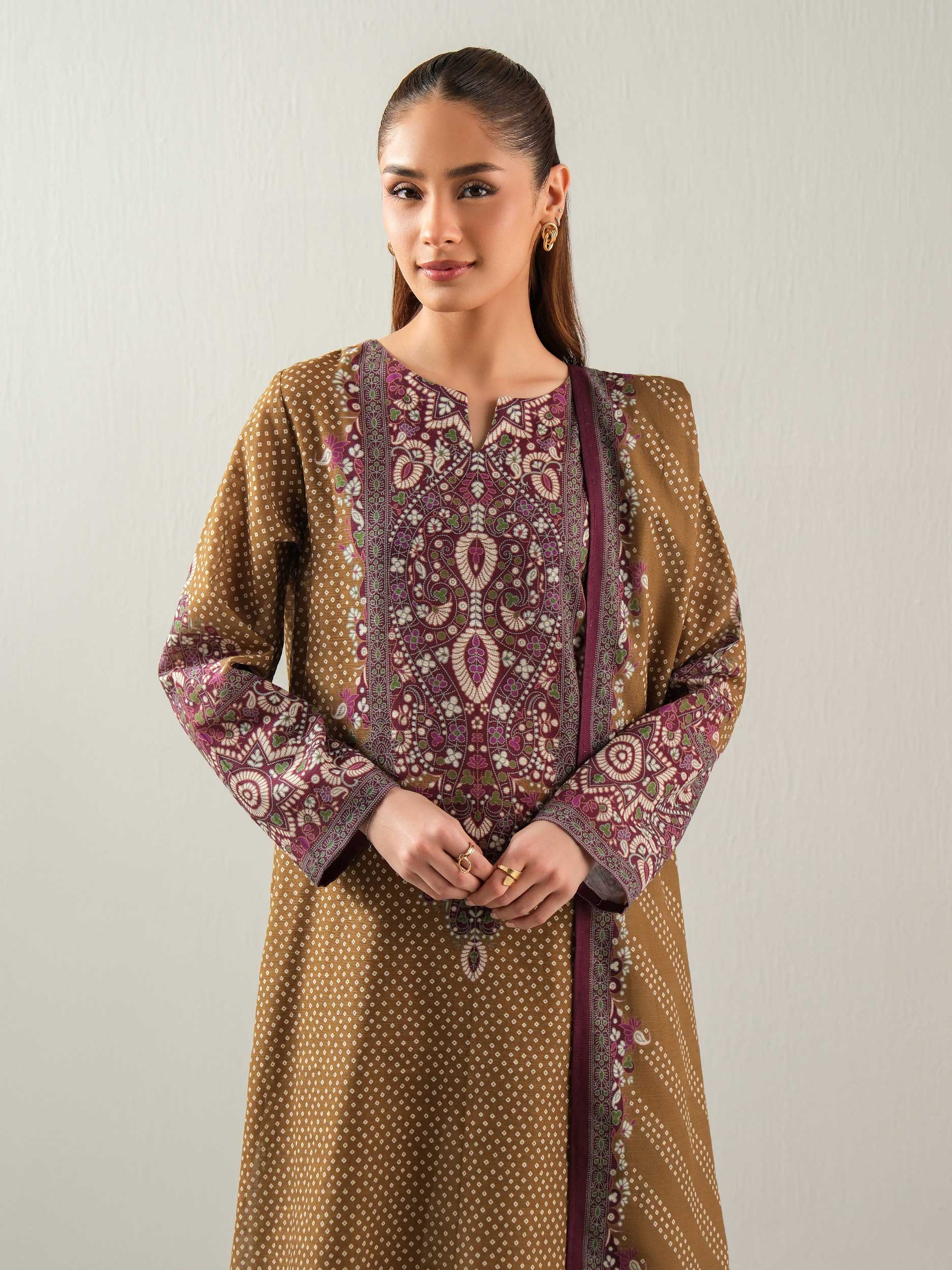 3 Piece Khaddar Suit-Printed (Unstitched) - Image 5