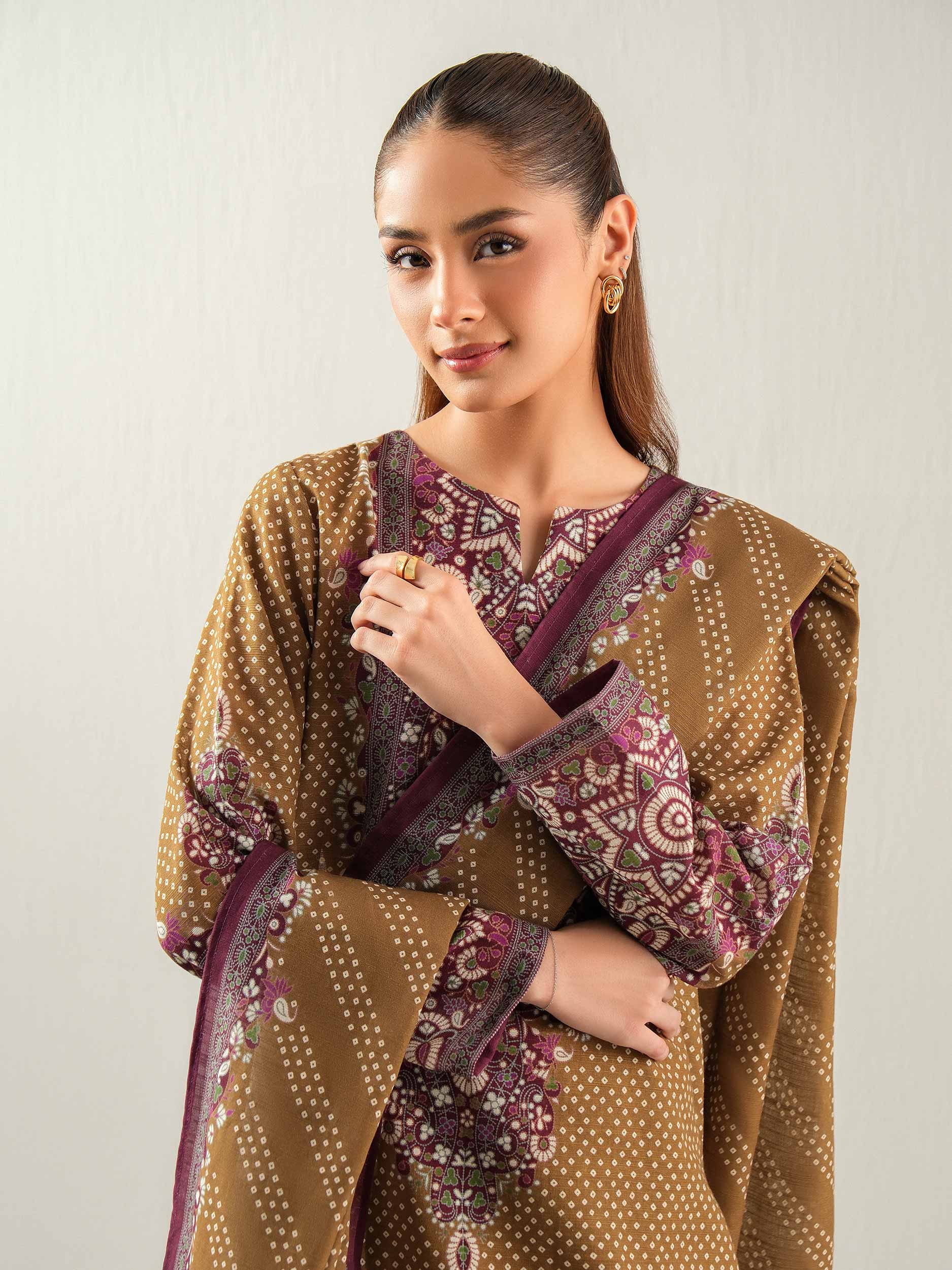 3 Piece Khaddar Suit-Printed (Unstitched) - Image 6