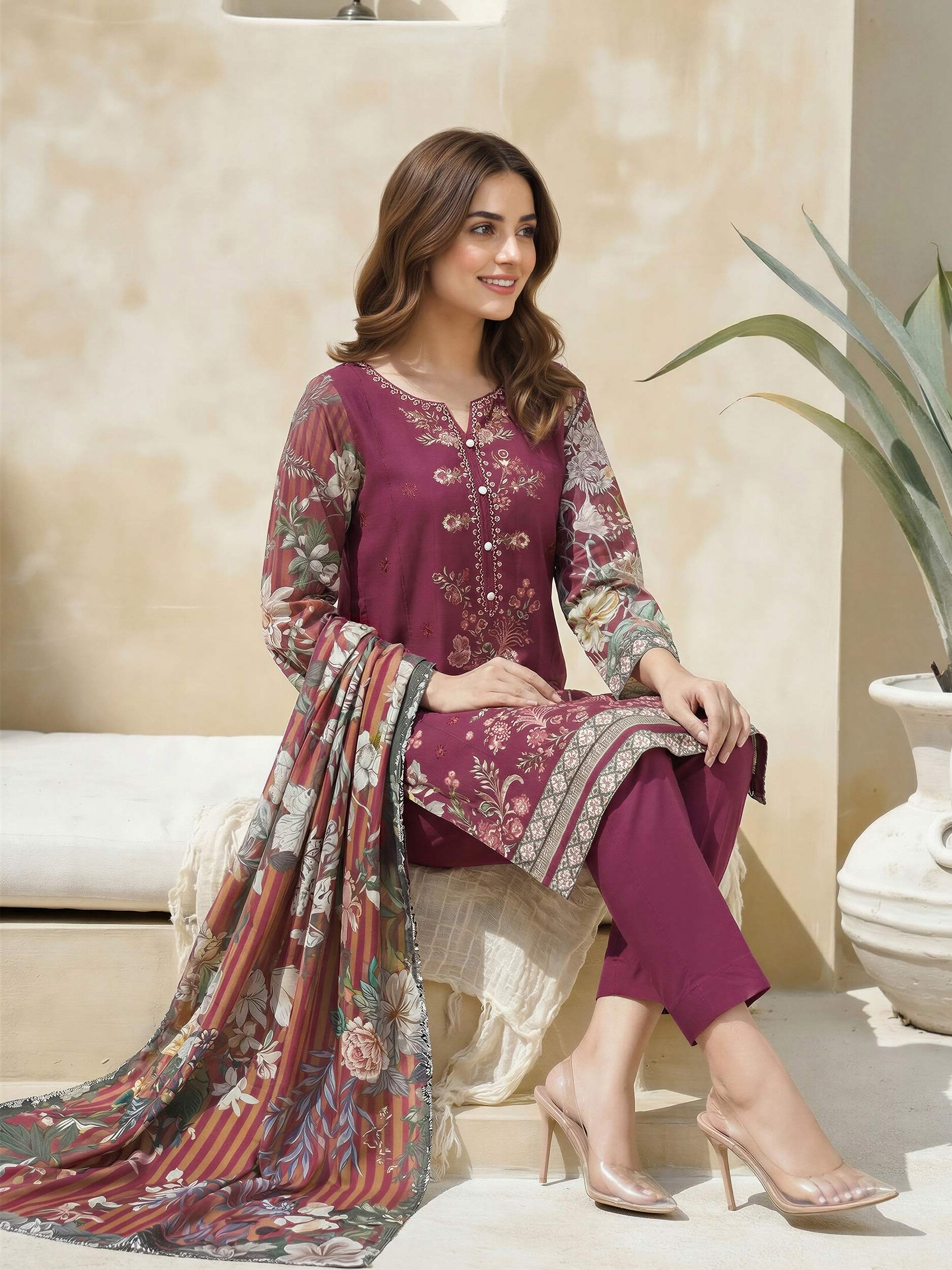 3 Piece Lawn Suit-Embroidered (Unstitched) - Image 4