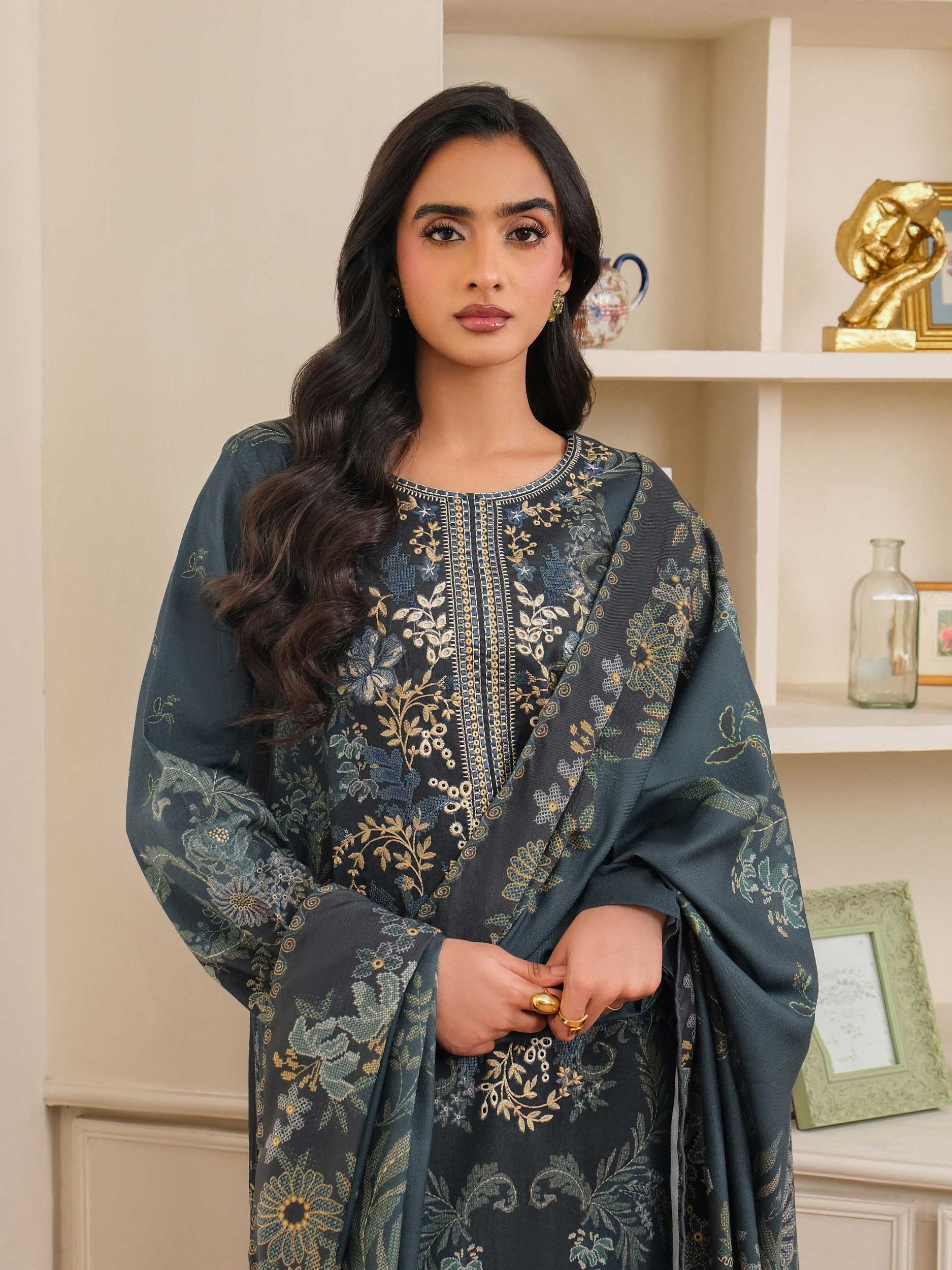 3 Piece Khaddar Suit-Embroidered (Unstitched) - Image 2