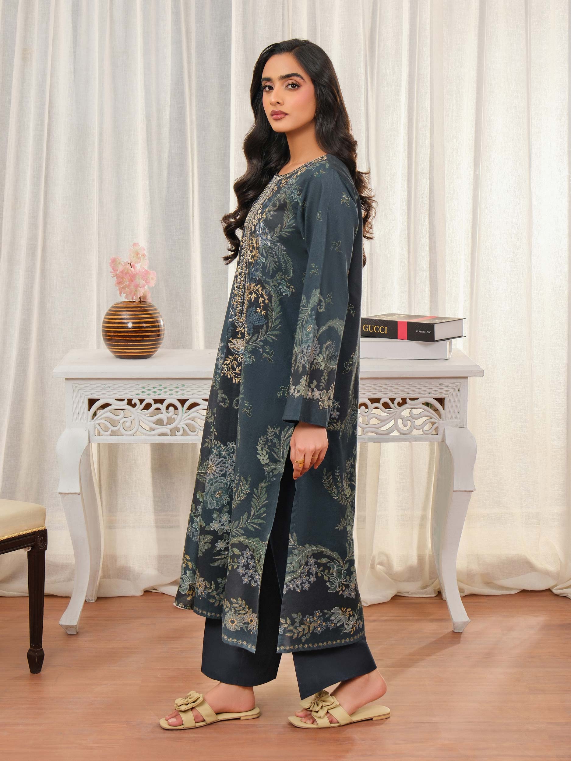 3 Piece Khaddar Suit-Embroidered (Unstitched) - Image 3