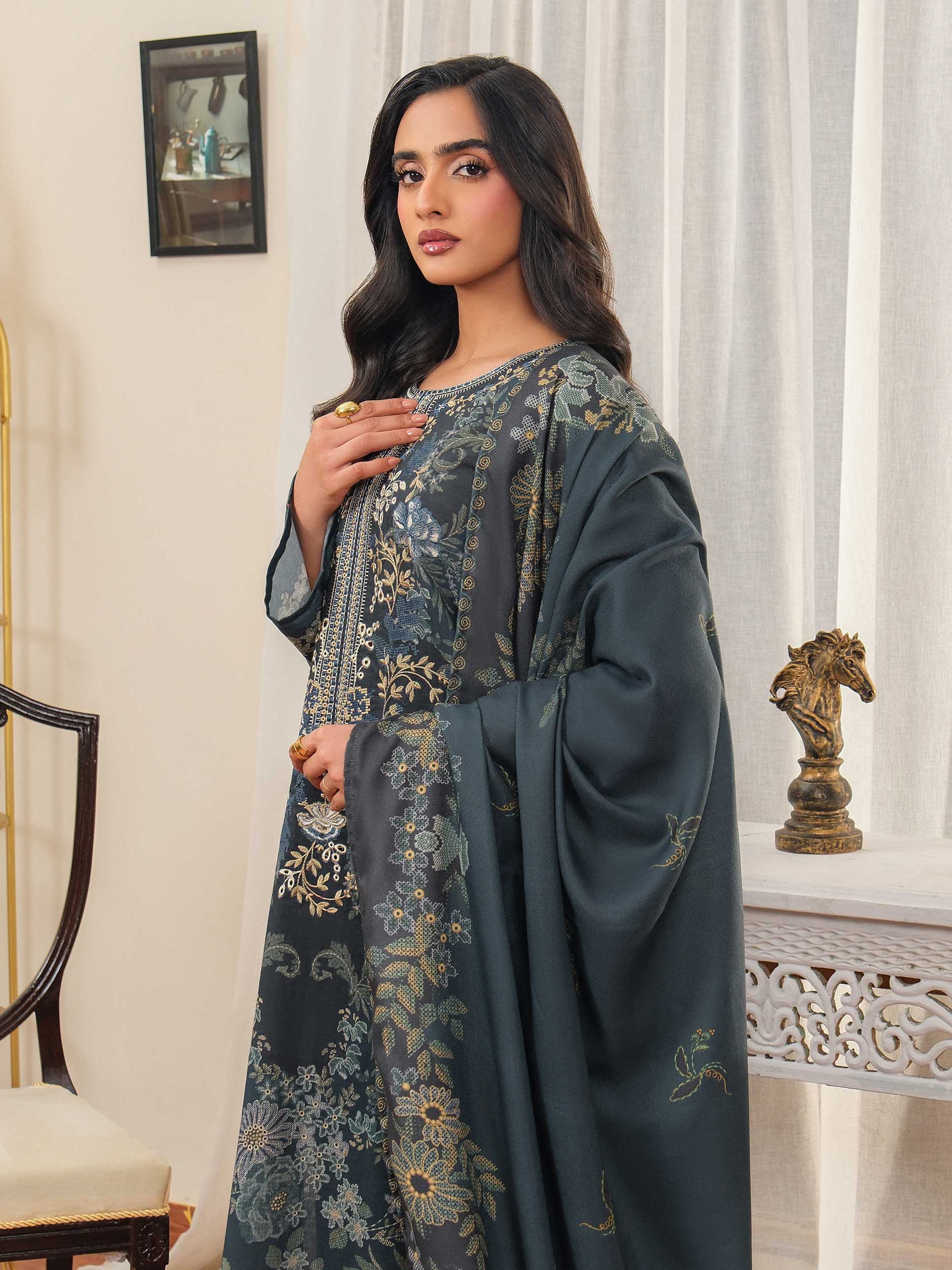 3 Piece Khaddar Suit-Embroidered (Unstitched) - Image 5
