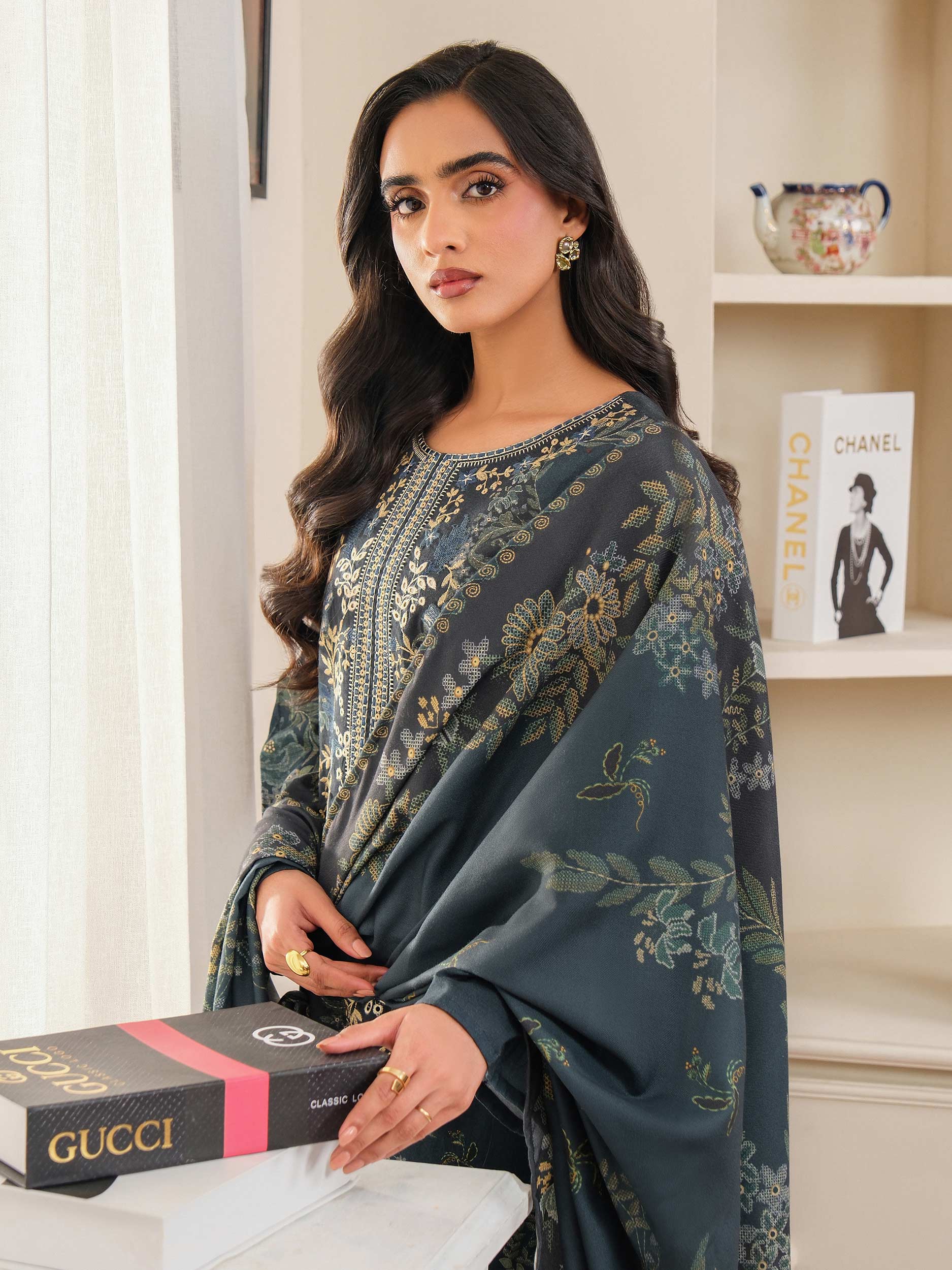 3 Piece Khaddar Suit-Embroidered (Unstitched) - Image 6