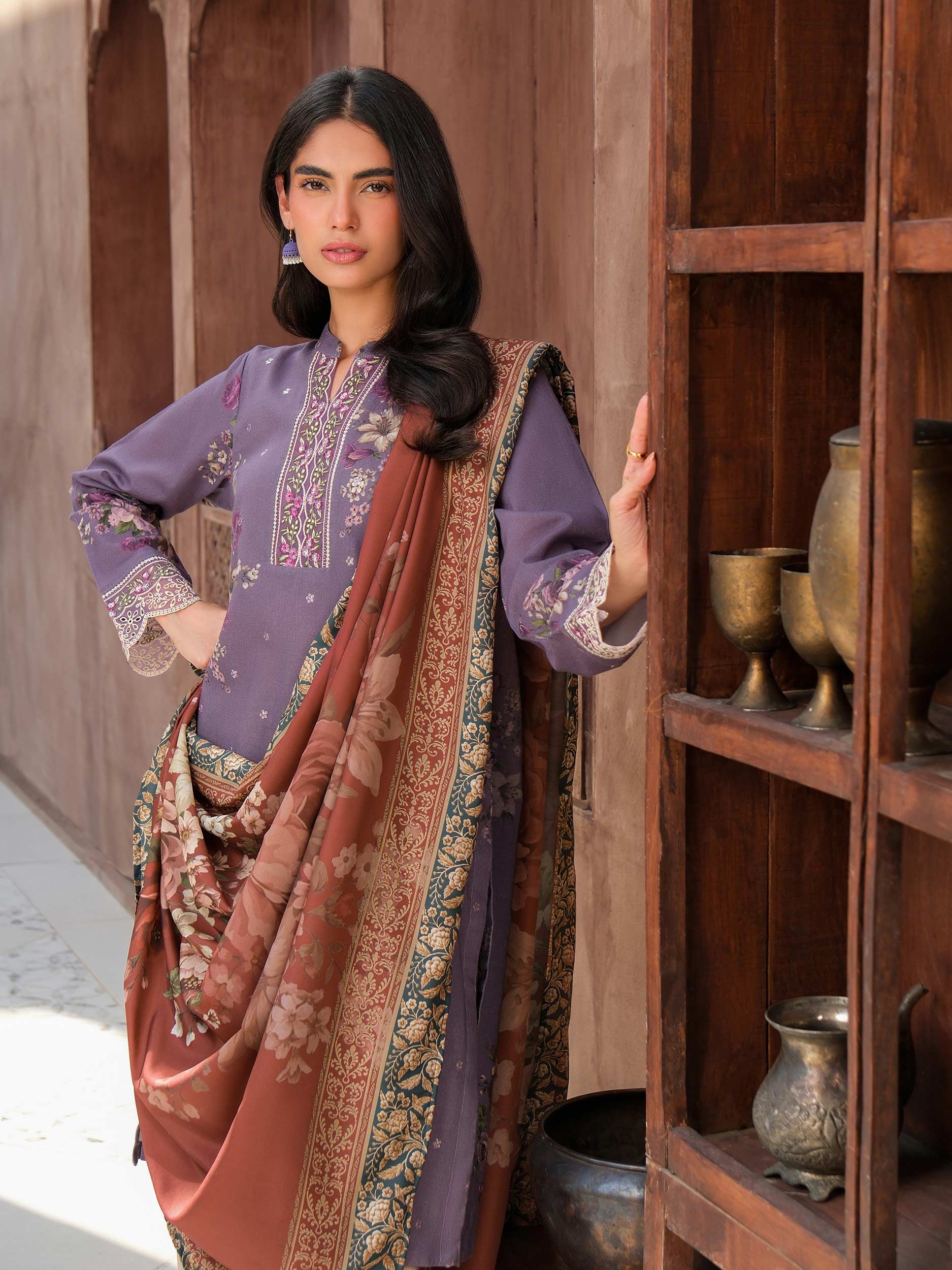 3 Piece Khaddar Suit-Embroidered (Unstitched) - Image 2