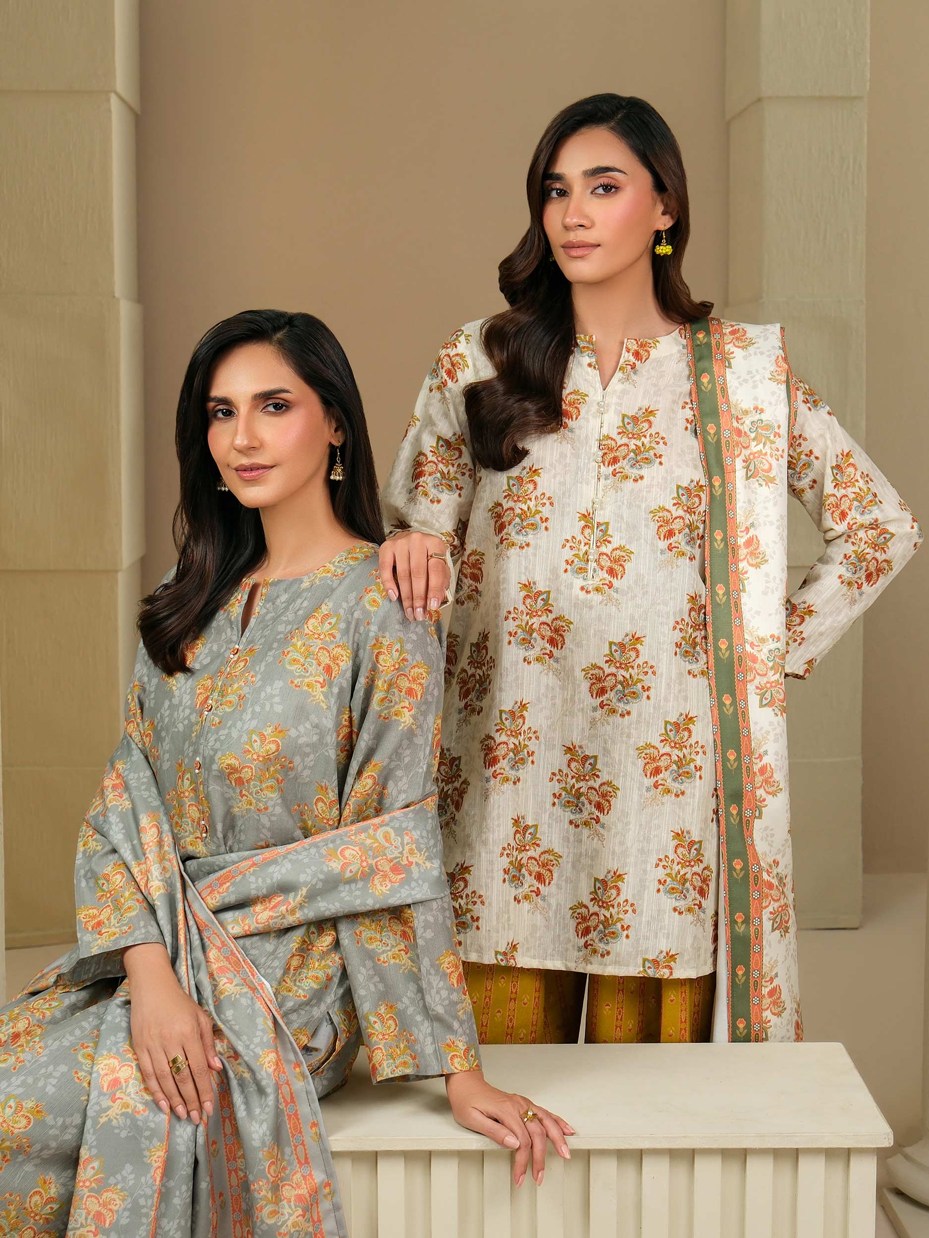 3 Piece Khaddar Suit-Paste Print (Unstitched) - Image 8