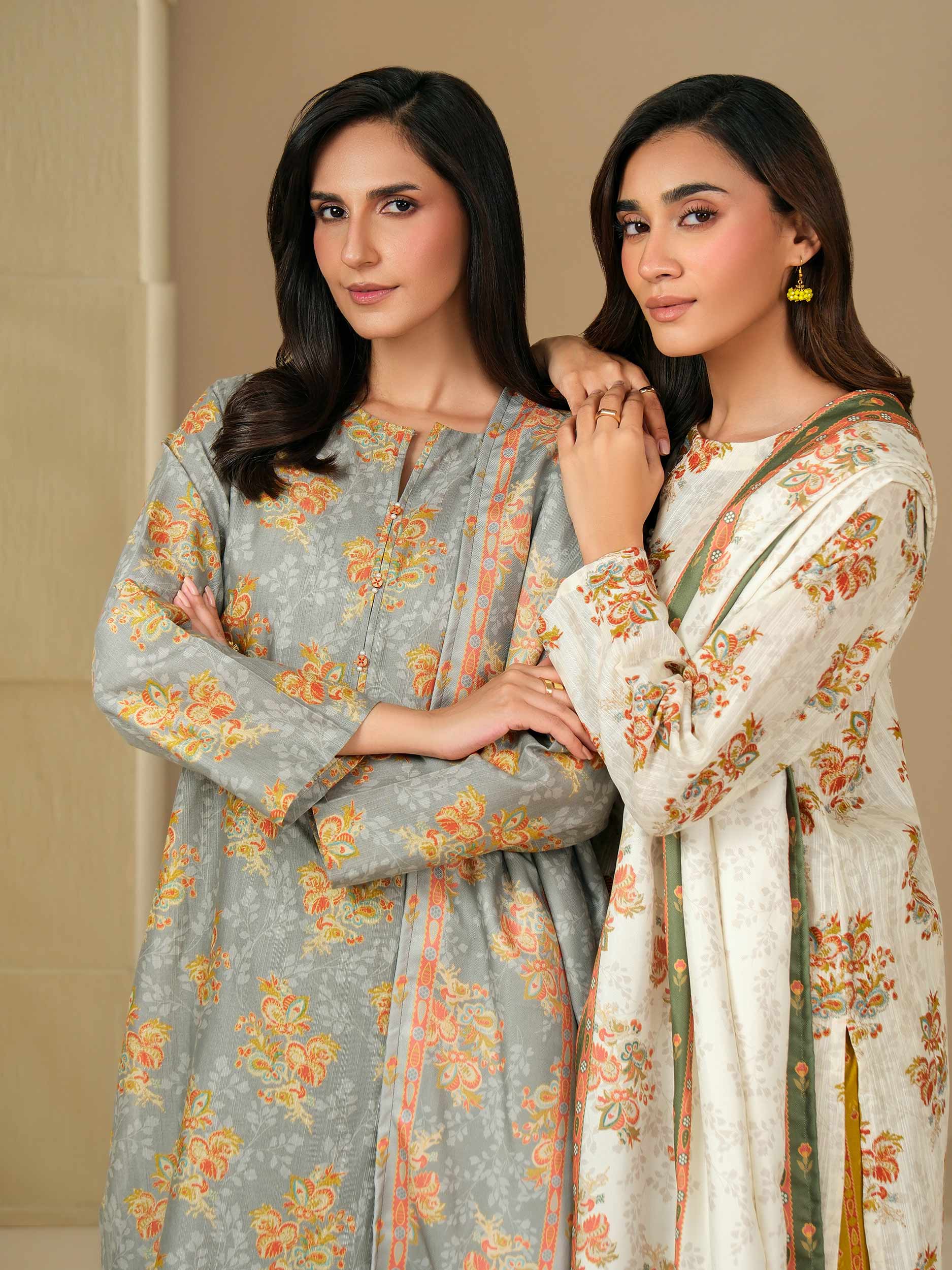 3 Piece Khaddar Suit-Paste Print (Unstitched) - Image 8