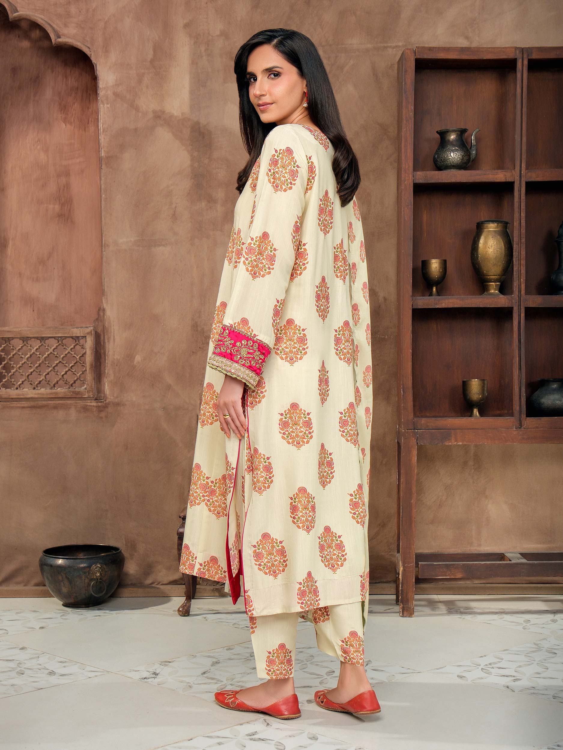 3 Piece Silk Suit-Embroidered (Unstitched) - Image 5