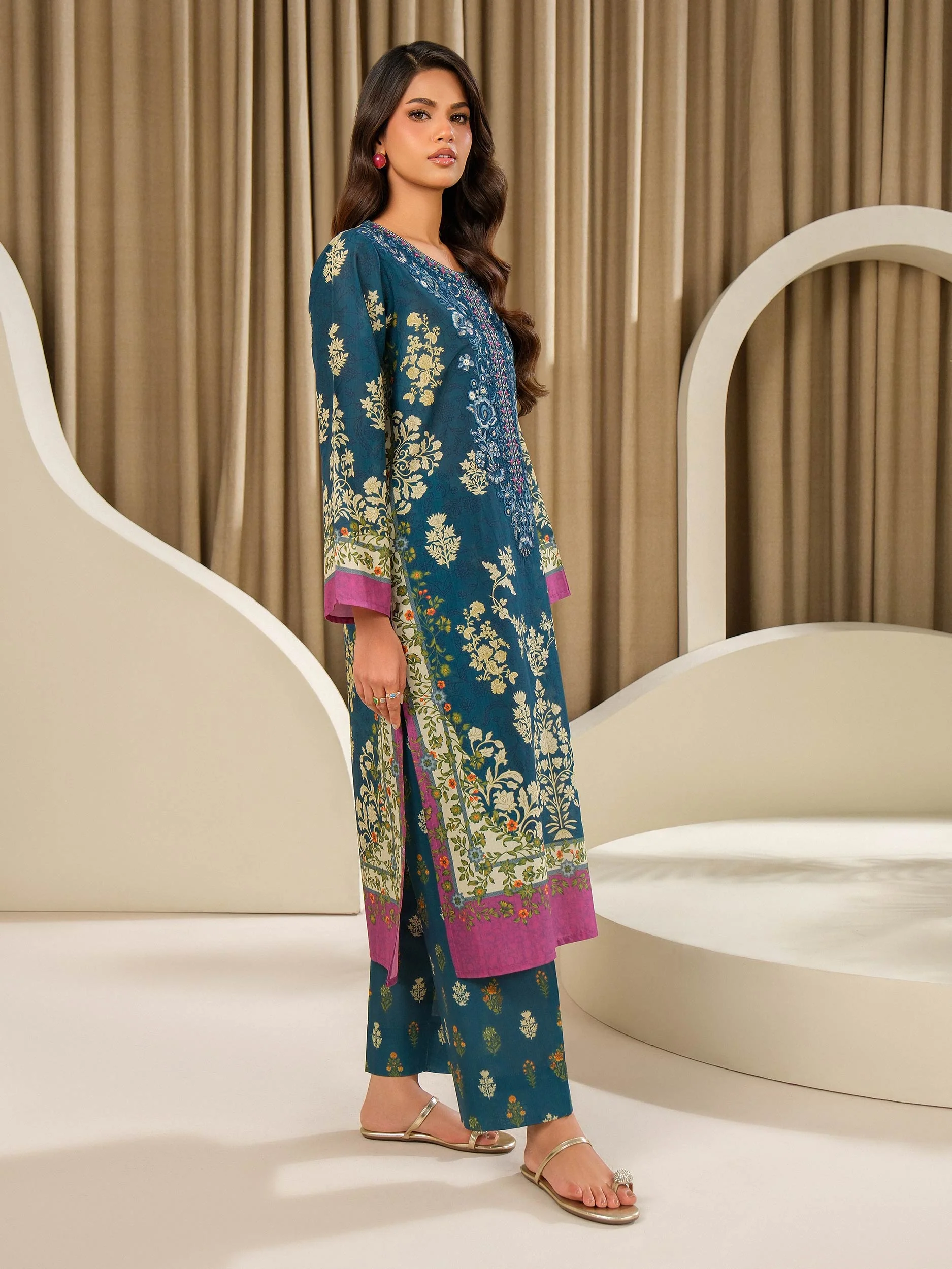 2 Piece Silk Suit-Embroidered (Unstitched) - Image 3