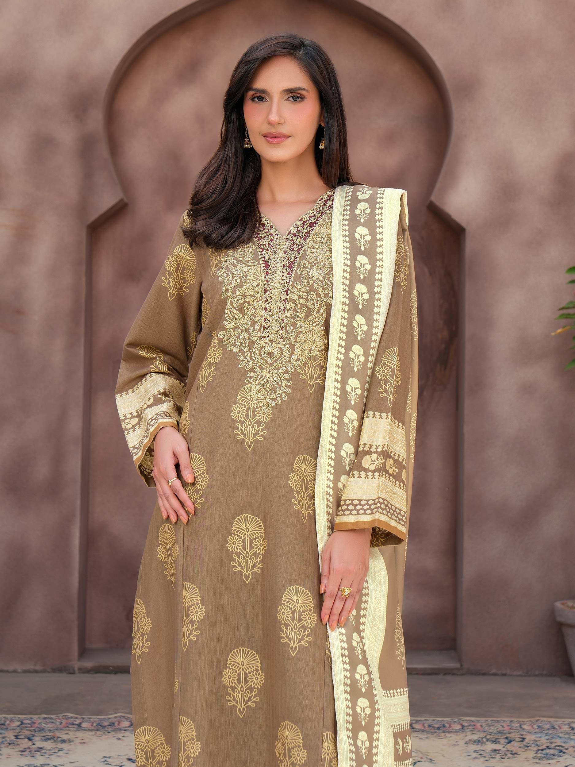 3 Piece Khaddar Suit-Embroidered (Unstitched) - Image 5