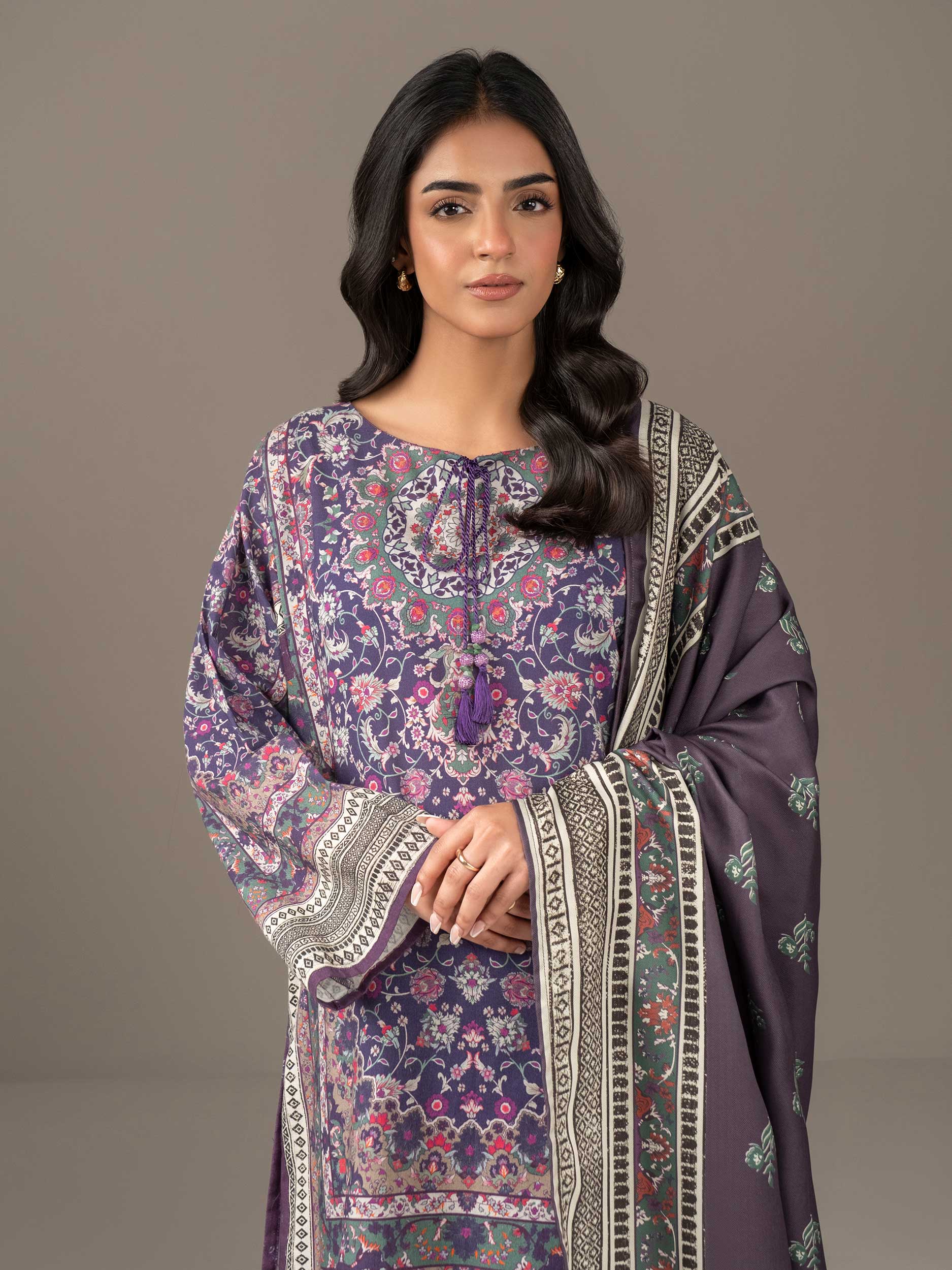 3 Piece Khaddar Suit-Printed (Unstitched) - Image 2