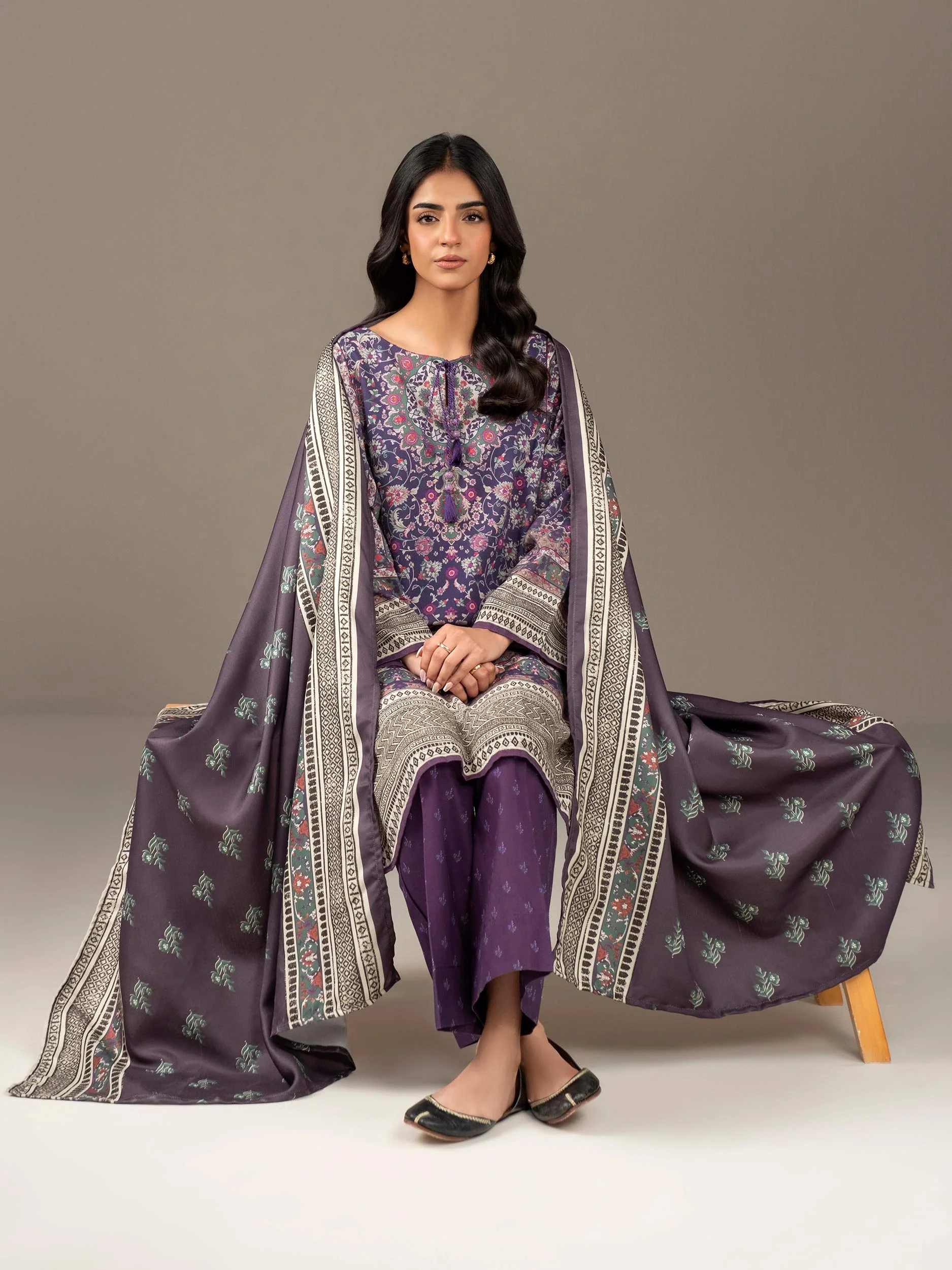 3 Piece Khaddar Suit-Printed (Unstitched) - Image 5