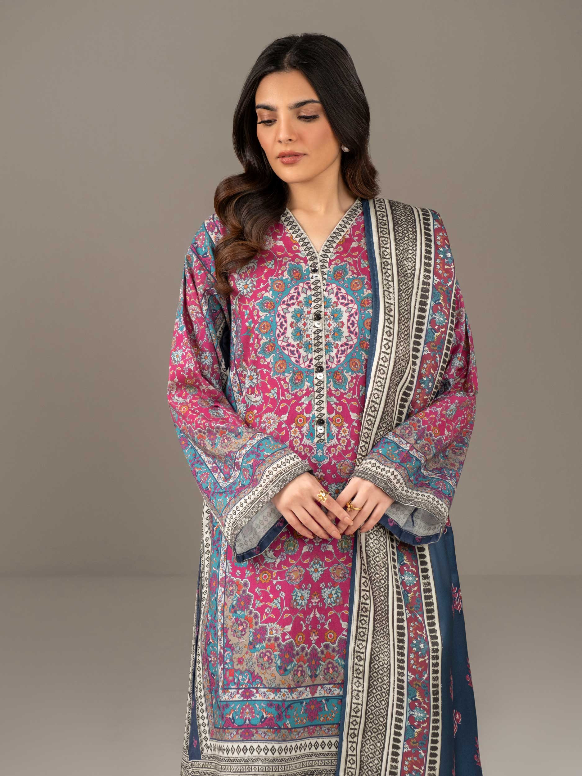 3 Piece Khaddar Suit-Printed (Unstitched) - Image 2