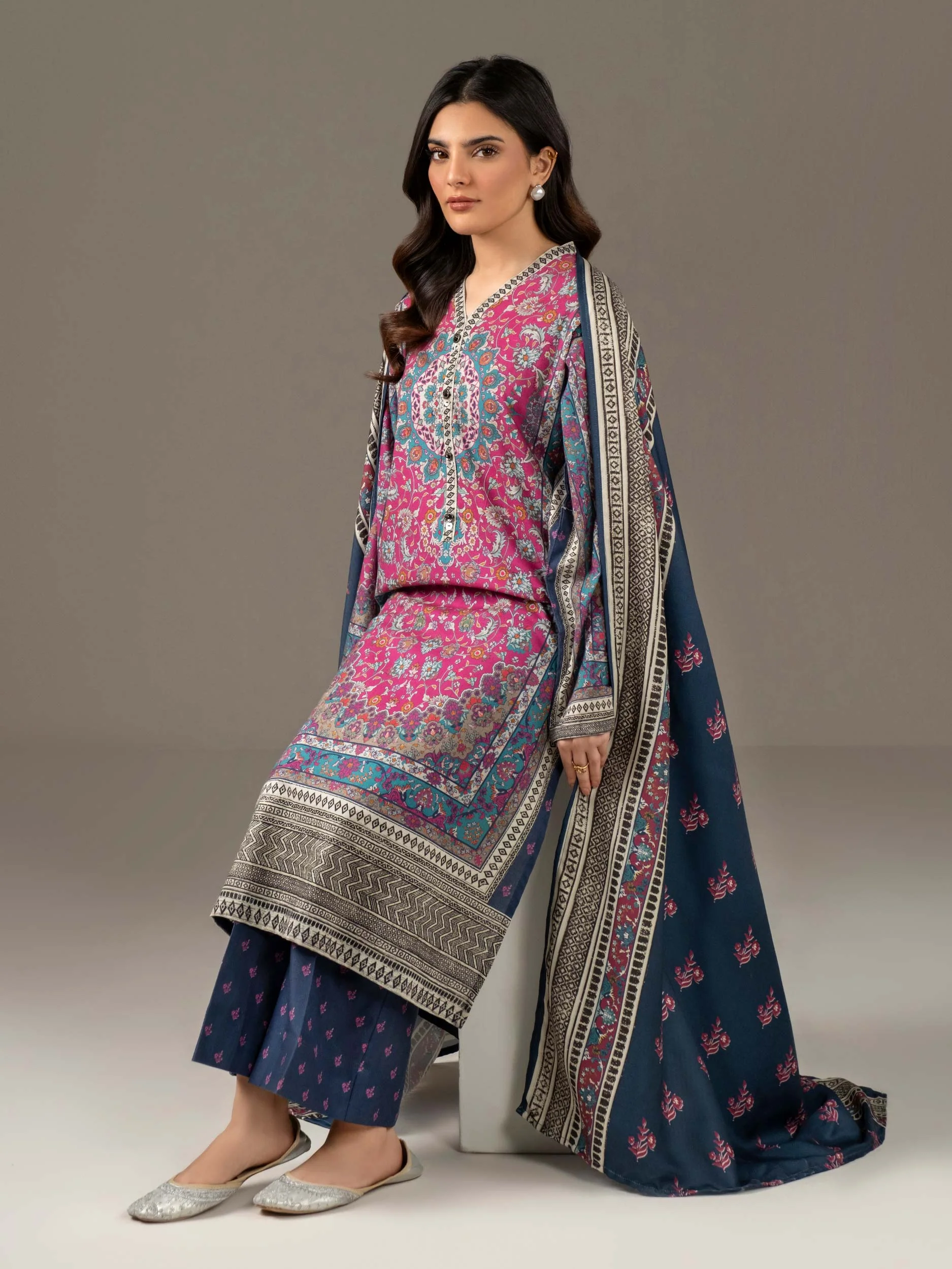 3 Piece Khaddar Suit-Printed (Unstitched) - Image 6