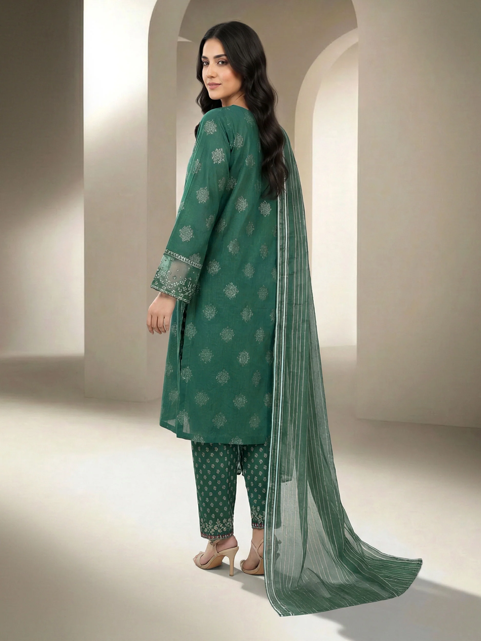 3 Piece Special Jacquard Suit- Embroidered (Unstitched) - Image 3