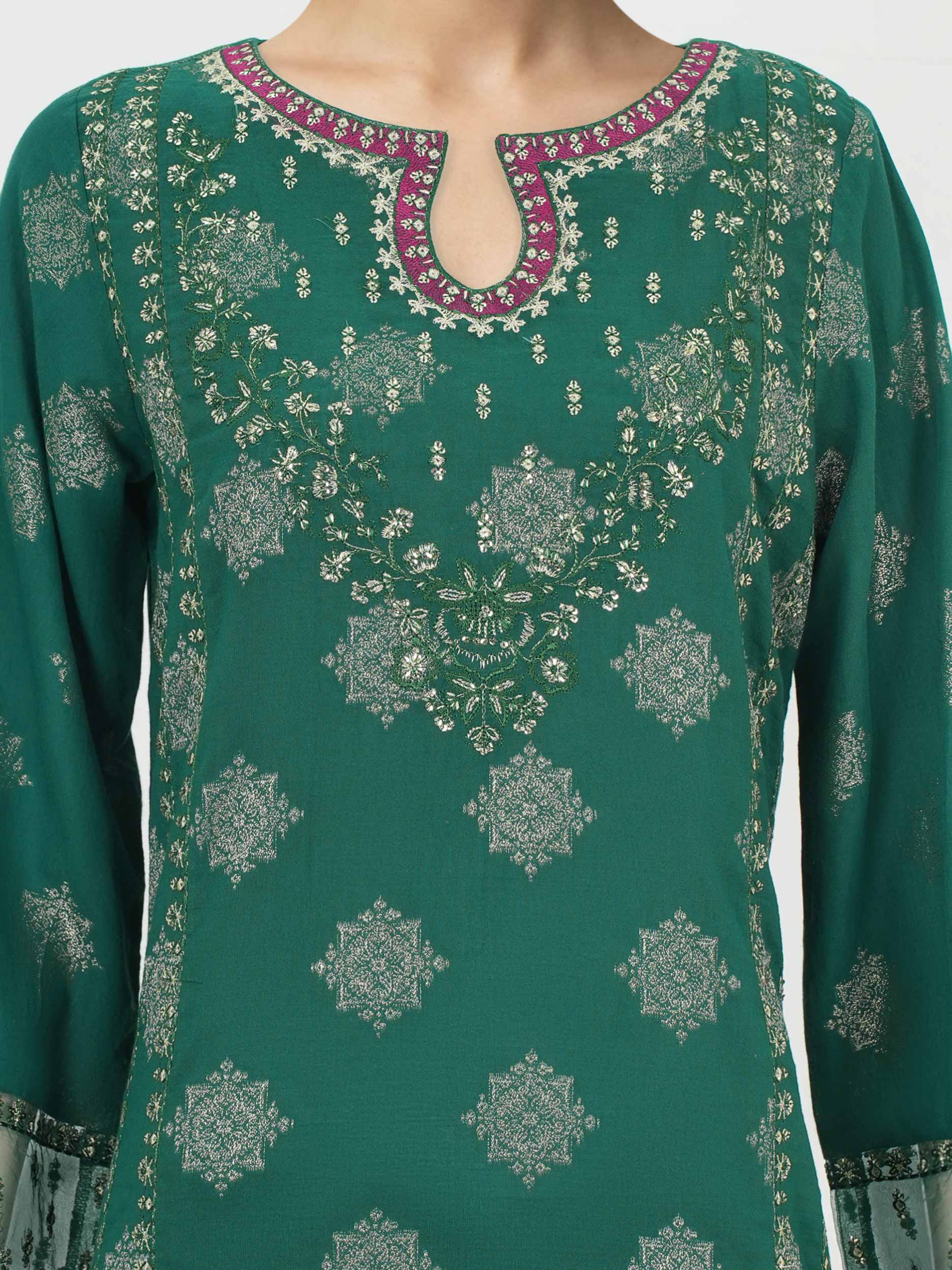3 Piece Special Jacquard Suit- Embroidered (Unstitched) - Image 4