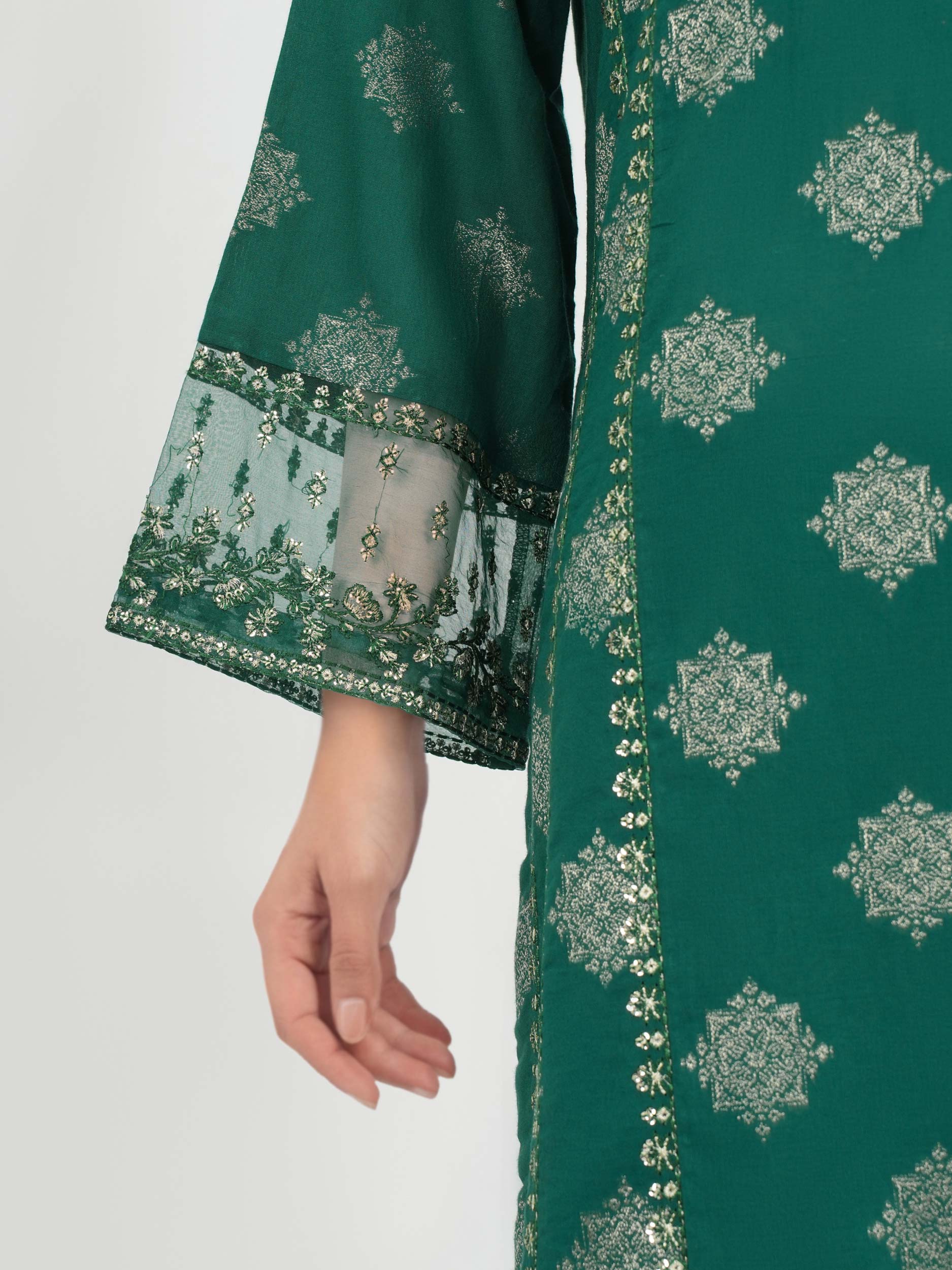 3 Piece Special Jacquard Suit- Embroidered (Unstitched) - Image 5