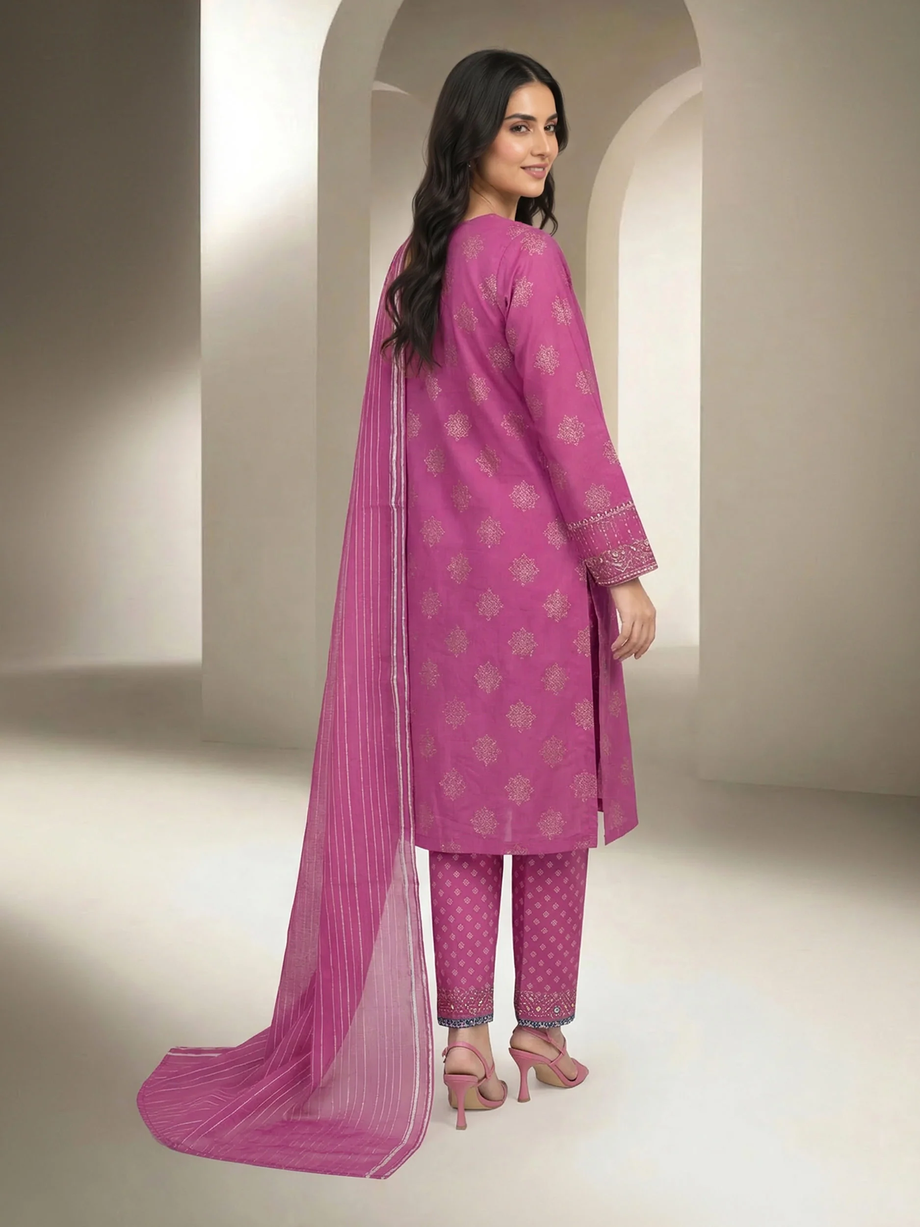 3 Piece Special Jacquard Suit- Embroidered (Unstitched) - Image 3