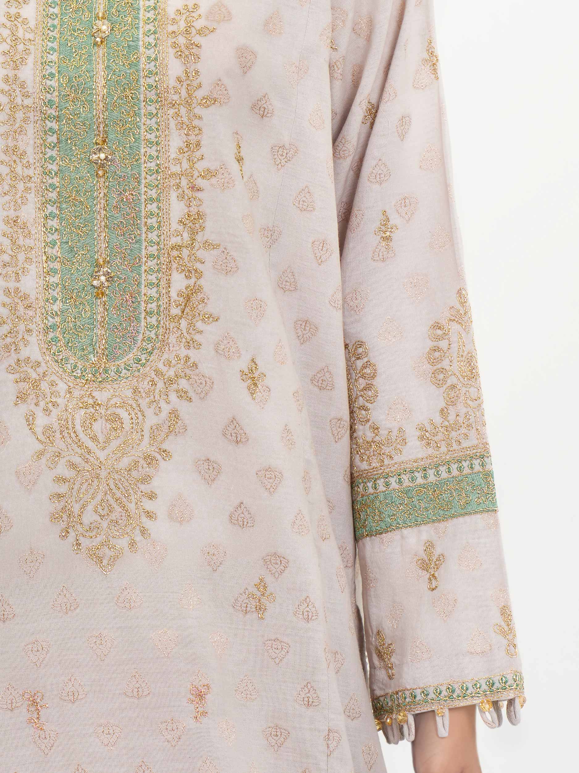 3 Piece Special Jacquard Suit-Embroidered (Unstitched) - Image 6